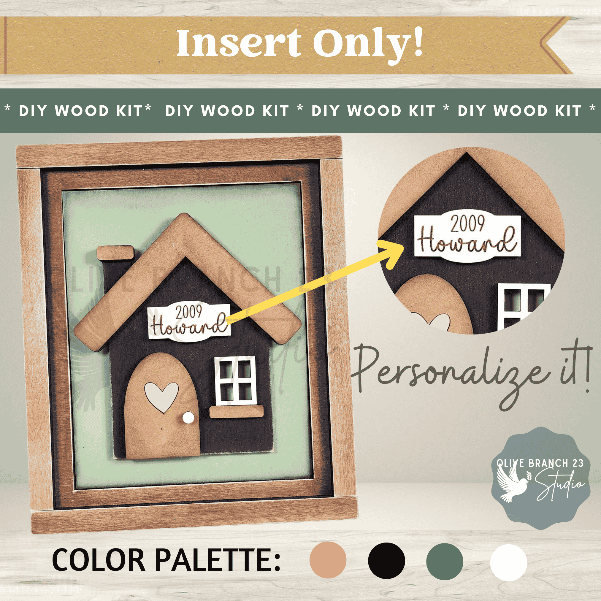 DIY Interchangeable Word Art Insert - Seasonal Craft Kit for Home Decor