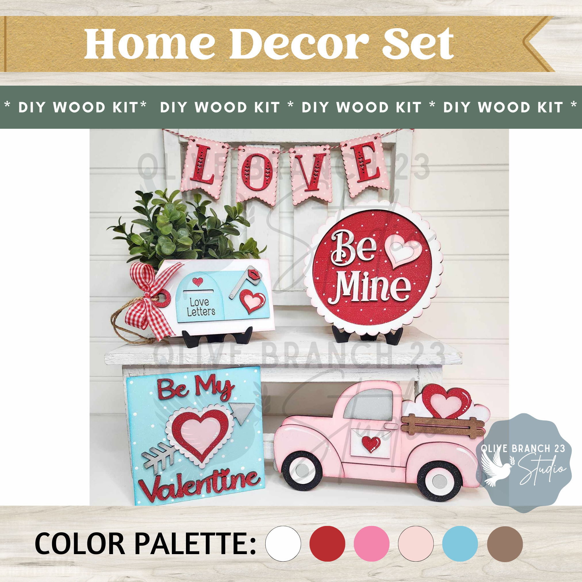 DIY Home Decor Set, Valentines, Perfect for Seasonal Updates