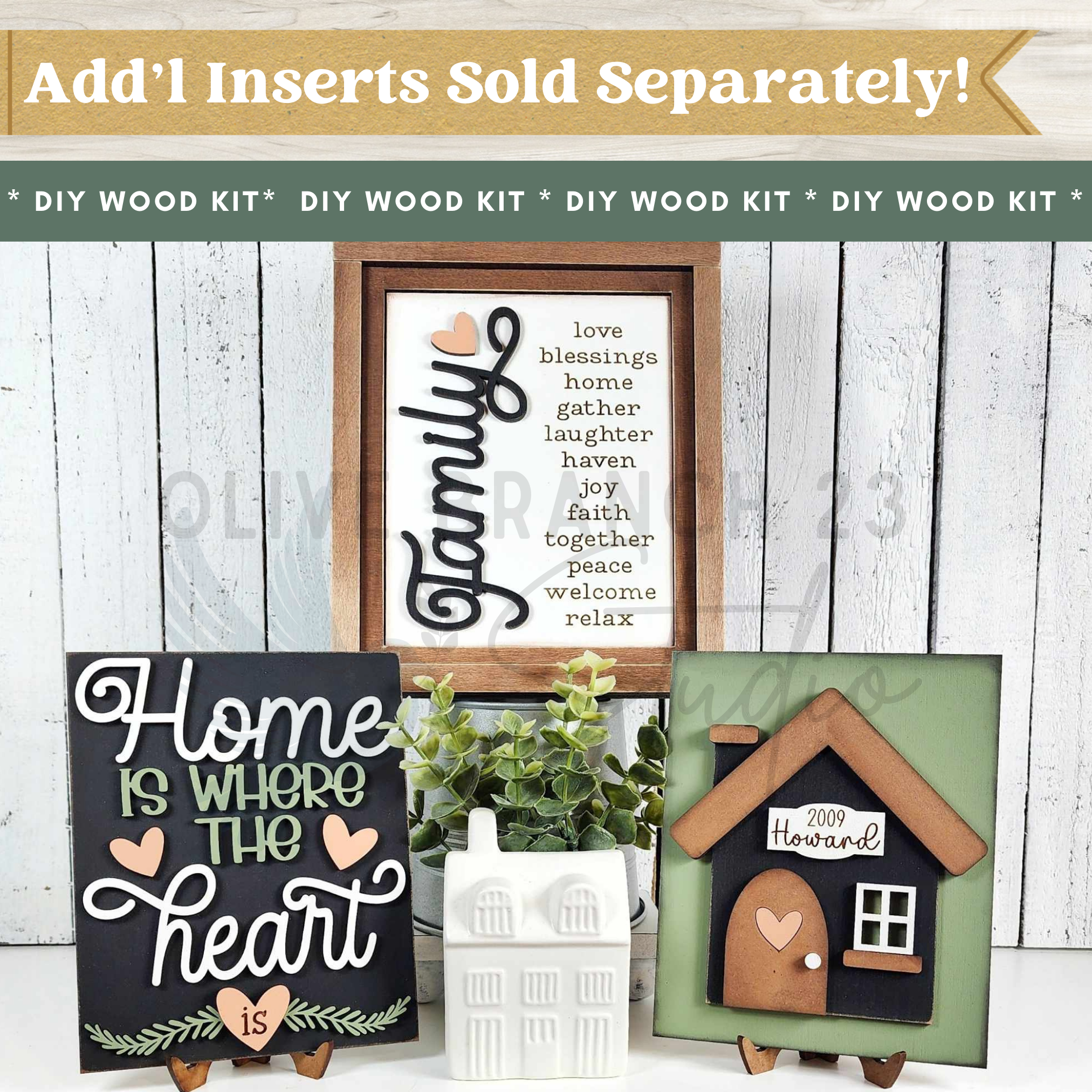 DIY Wood Art Inserts - Interchangeable Designs for Farmhouse Frames, Home is Where the Heart Is, Perfect for Seasonal Updates and Personalization