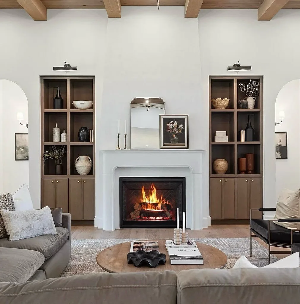 ✨ Elegant simplicity at its finest.
This is our  Fendi fireplace surround, handcrafted and installed to bring timeless warmth and style into this beautiful living room. 🔥 

Beautiful home built by @northwest_customhomes 

.
.
.
#artbyarafireplace #f