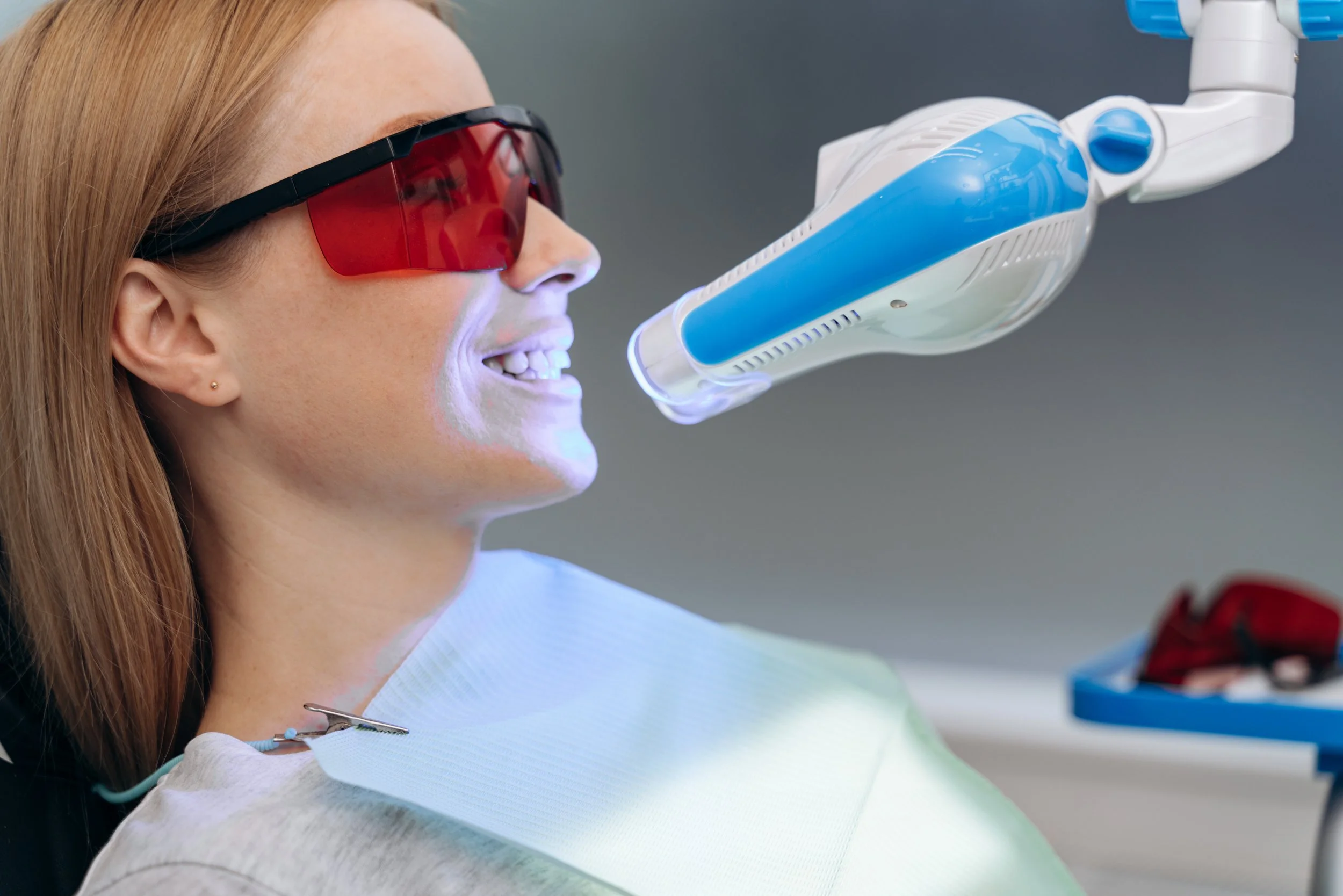Laser teeth whitening client. Pure White Advanced Teeth Whitening
