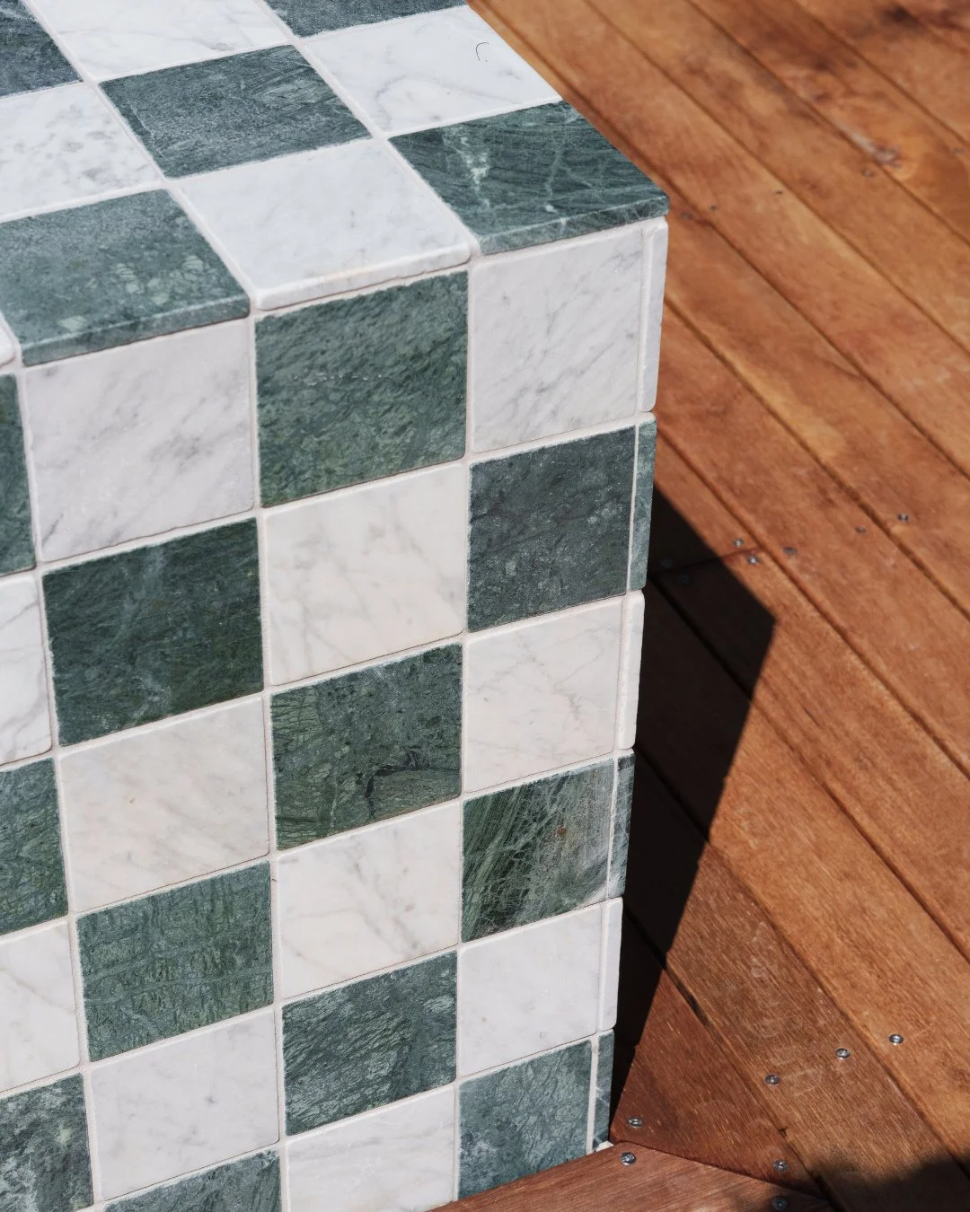 Let's just take a moment to admire this tile selection! ⁠
⁠
The checkerboard tiling creates a funky and fresh look for this space. We're putting in the finishing touches on this project as we speak!