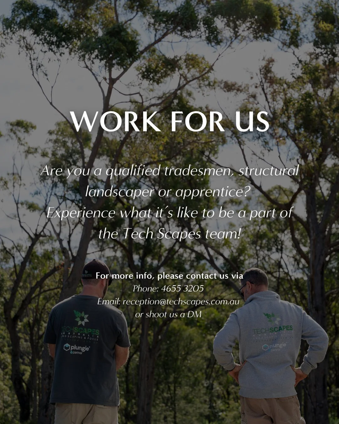 Positions on the Tech Scapes team are now available!⁠
⁠
If you're passionate about creating luxury pools and landscapes with excellence, we'd love to hear from you!⁠
⁠
Reach out to us via phone, email or DM for more info.