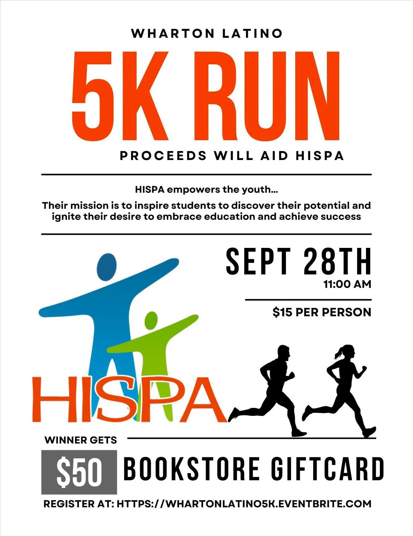 Wharton Latino is hosting a 5K next Sunday, September 28th at 11am in benefit of HISPA &mdash; an organization empowering Latino youth through mentorship! We will have Puyero and the winners will get a 50$ bookstore gift card to buy a Penn Hoodie 😎?