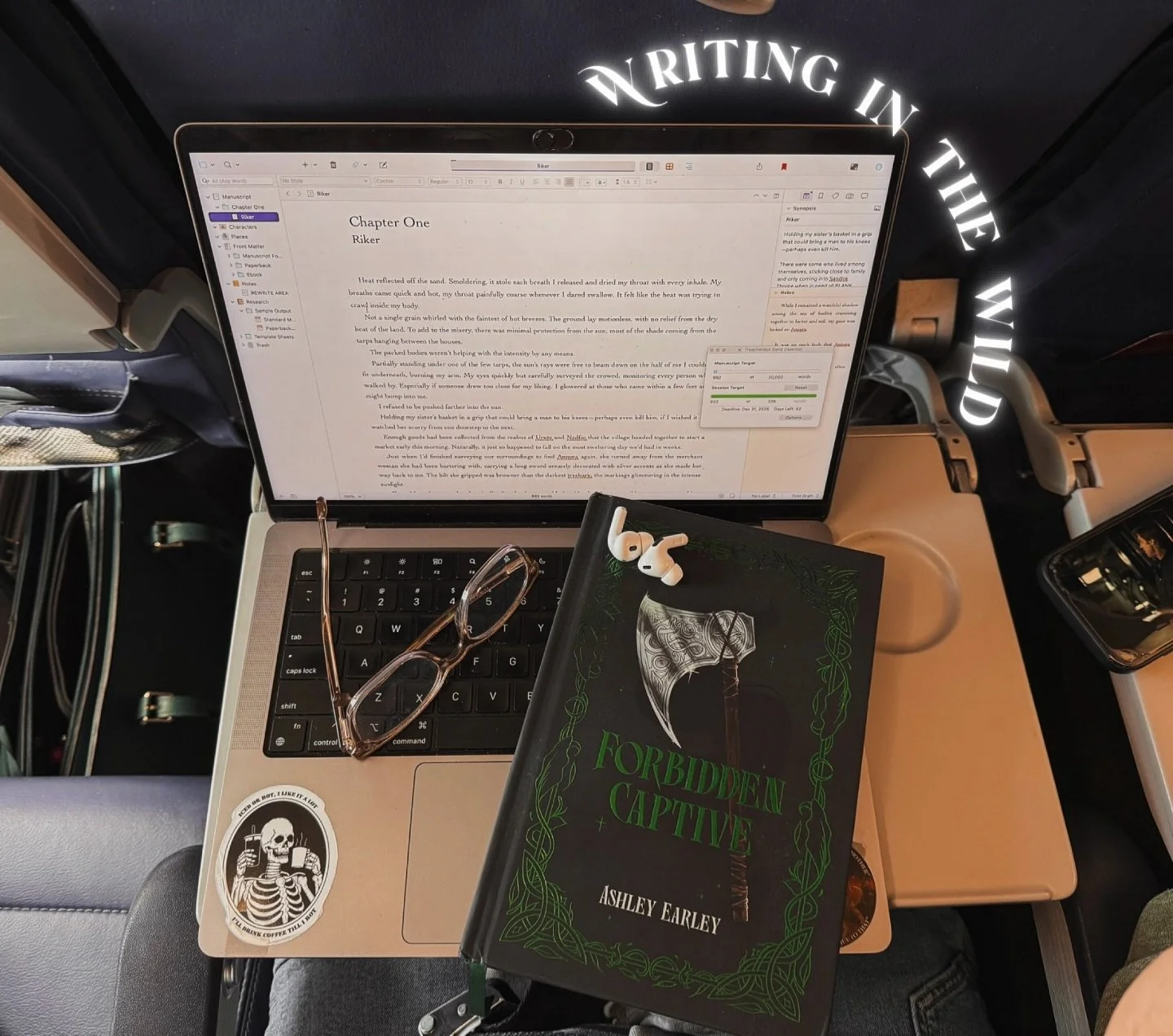 Any guesses on who started writing on the plane home from Book Harvest? 👀

If you guessed me, you got it! I know that was a hard one lol! 

I just started the rewrite for the prequel novella to Forbidden Captive. Whew. What a crazy thought, but it&r