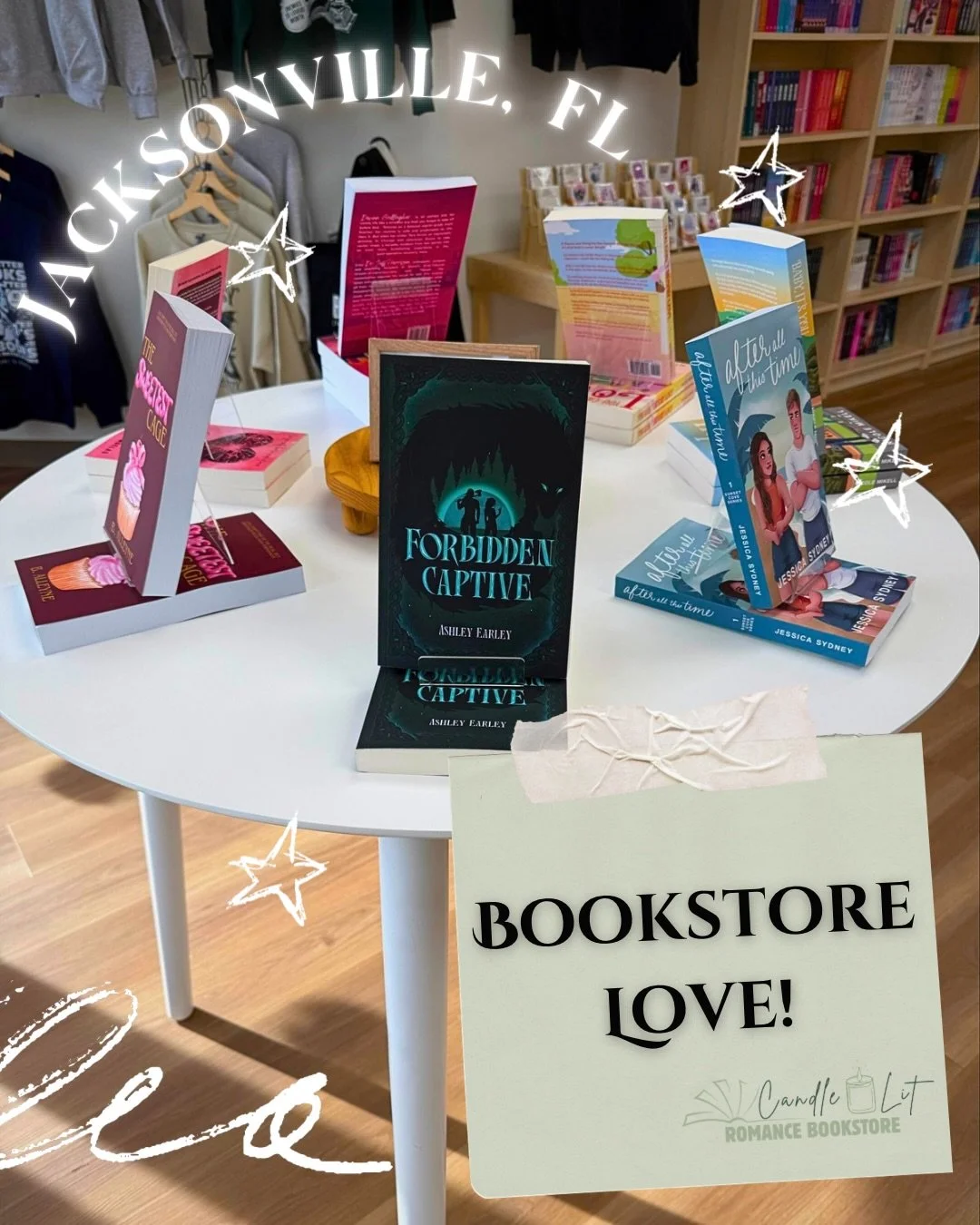 SUPPORT INDIE&mdash;authors and bookstores&mdash;whenever possible!

My book, 𝐅𝐎𝐑𝐁𝐈𝐃𝐃𝐄𝐍 𝐂𝐀𝐏𝐓𝐈𝐕𝐄, has made it into @candle.lit.books! 

If you&rsquo;re in Jacksonville, FL, go show some love to this bookstore and snag your next slowww 