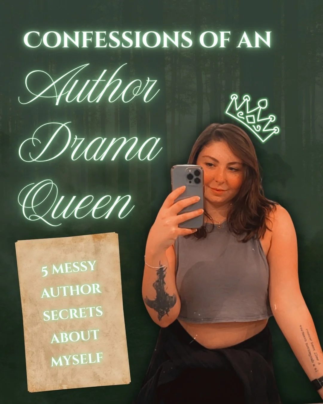 Confessions of an Author Drama Queen! 👑&nbsp;

📝 I write down every scene idea and then promptly lose the sticky note i wrote it on.

📚 I&rsquo;ve only recently started reading for fun again after having a very difficult time with it after college