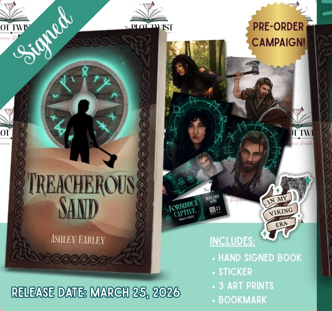 ✨𝐓𝐑𝐄𝐀𝐂𝐇𝐄𝐑𝐎𝐔𝐒 𝐒𝐀𝐍𝐃 is releasing March 25, 2026✨ You know what that means&mdash;it&rsquo;s time to pre-order! @theplottwistbookbar has been wonderful enough to do a pre-order campaign with me to build excitement provide some awesome book