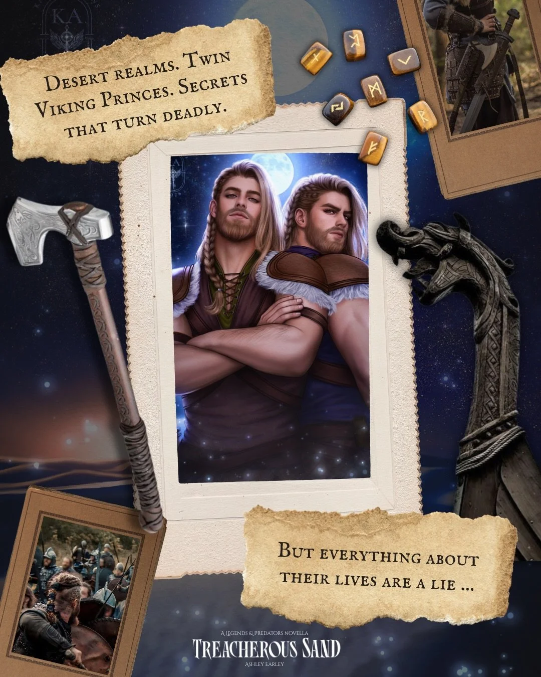 Desert realms. Twin Viking Princes. Secrets that turn de&auml;dly &hellip; But everything about their lives are a lie 🫣

3 more weeks until 𝐓𝐑𝐄𝐀𝐂𝐇𝐄𝐑𝐎𝐔𝐒 𝐒𝐀𝐍𝐃 releases!

❤️&zwj;🔥📖 𝐓𝐑𝐄𝐀𝐂𝐇𝐄𝐑𝐎𝐔𝐒 𝐒𝐀𝐍𝐃 is a Viking fantasy pr
