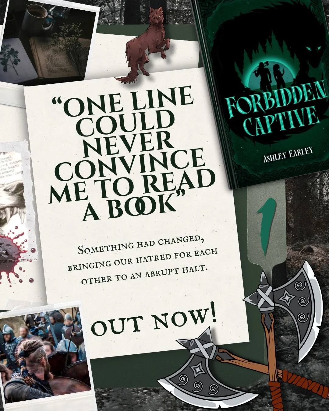 Which line convinced you to read 𝐅𝐎𝐑𝐁𝐈𝐃𝐃𝐄𝐍 𝐂𝐀𝐏𝐓𝐈𝐕𝐄? 👀

🐺 Enemies to lovers
⚔️ Forced proximity
⛰️ Slowww burn romance
❤️&zwj;🔥 Dual POV
🐺 Wolf shifter FMC
⚔️ Family betrayal
⛰️ Norse mythology vibes
❤️&zwj;🔥 Prisoner x captor dyn