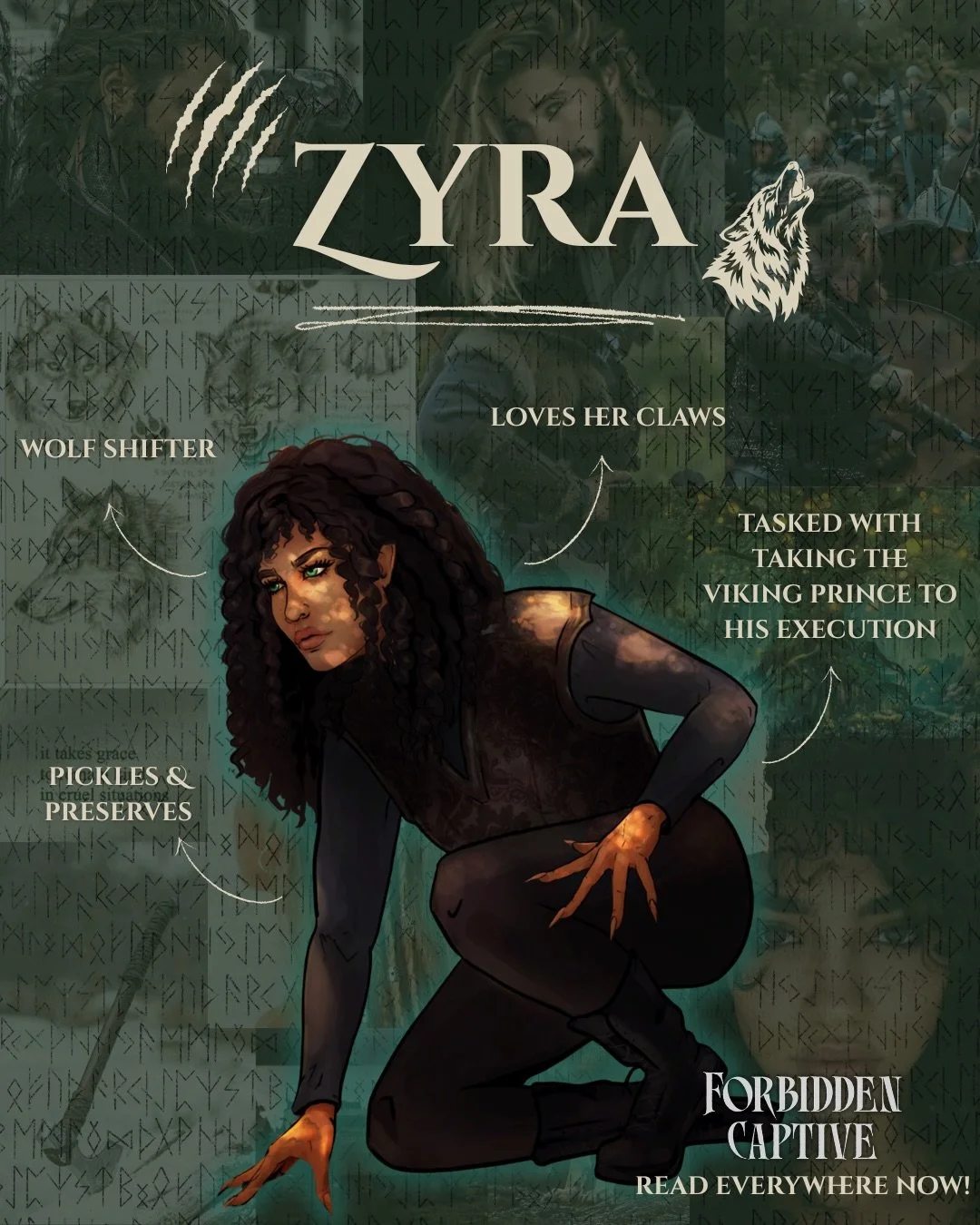 Meet Zyra, the wolf shifter outcast of Waylria 🐺

&ldquo;I&rsquo;m a curse. My wolf is a curse.&rdquo;

Legend speaks of a wolf shifter who had fallen in love with a Viking. She was shunned by other shifters, believed to have been influenced by the 