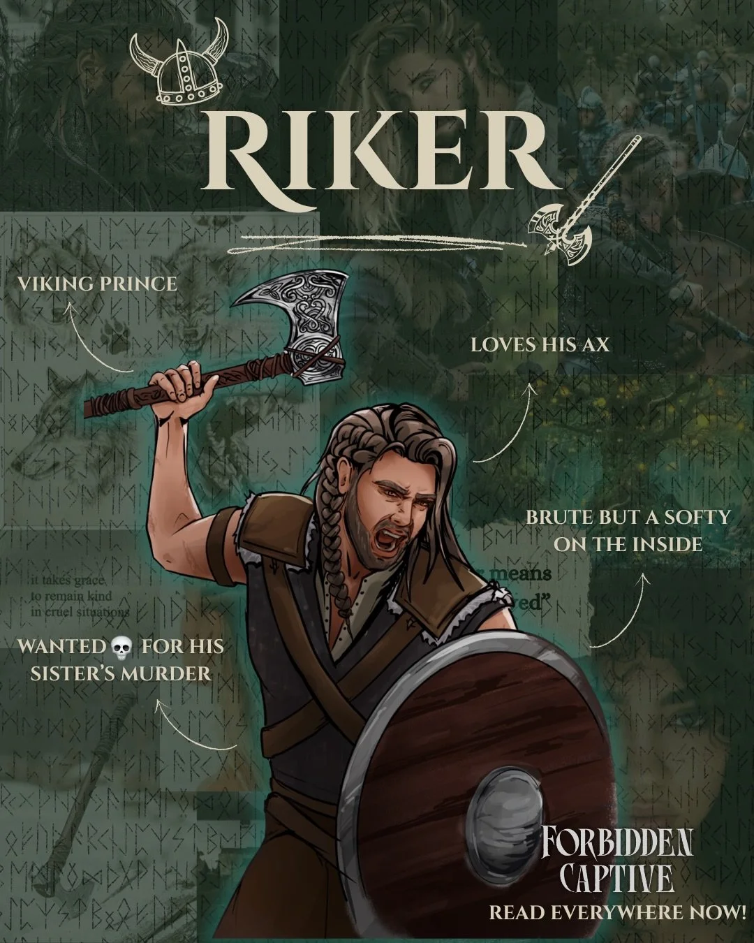 Meet Riker, the Viking Prince of Sandire and leader of the Illska Sandr warriors ⚔️

&ldquo;Vikings could not be afraid.&rdquo;

Riker is wanted for a cr&iuml;me he did not commit. He just has to convince others that he isn&rsquo;t behind the unalivi