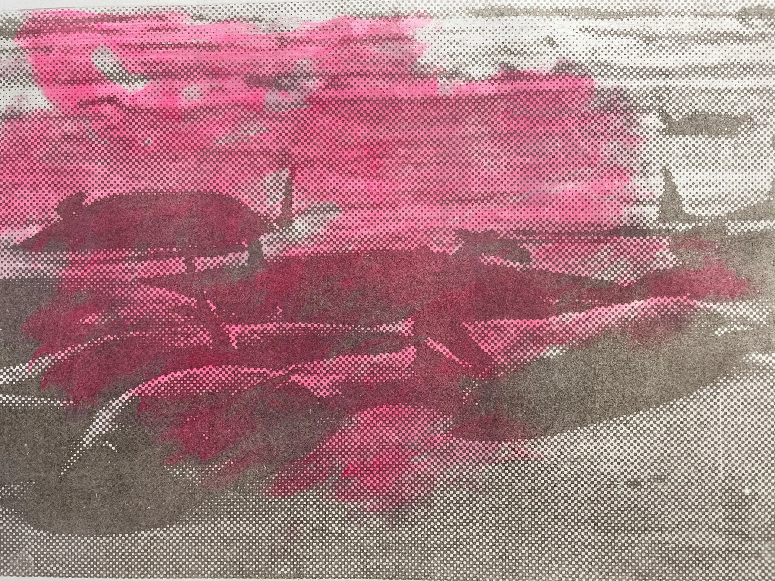 bad news  1 / gumprint, painting/ 48cmx38cm / 2025
