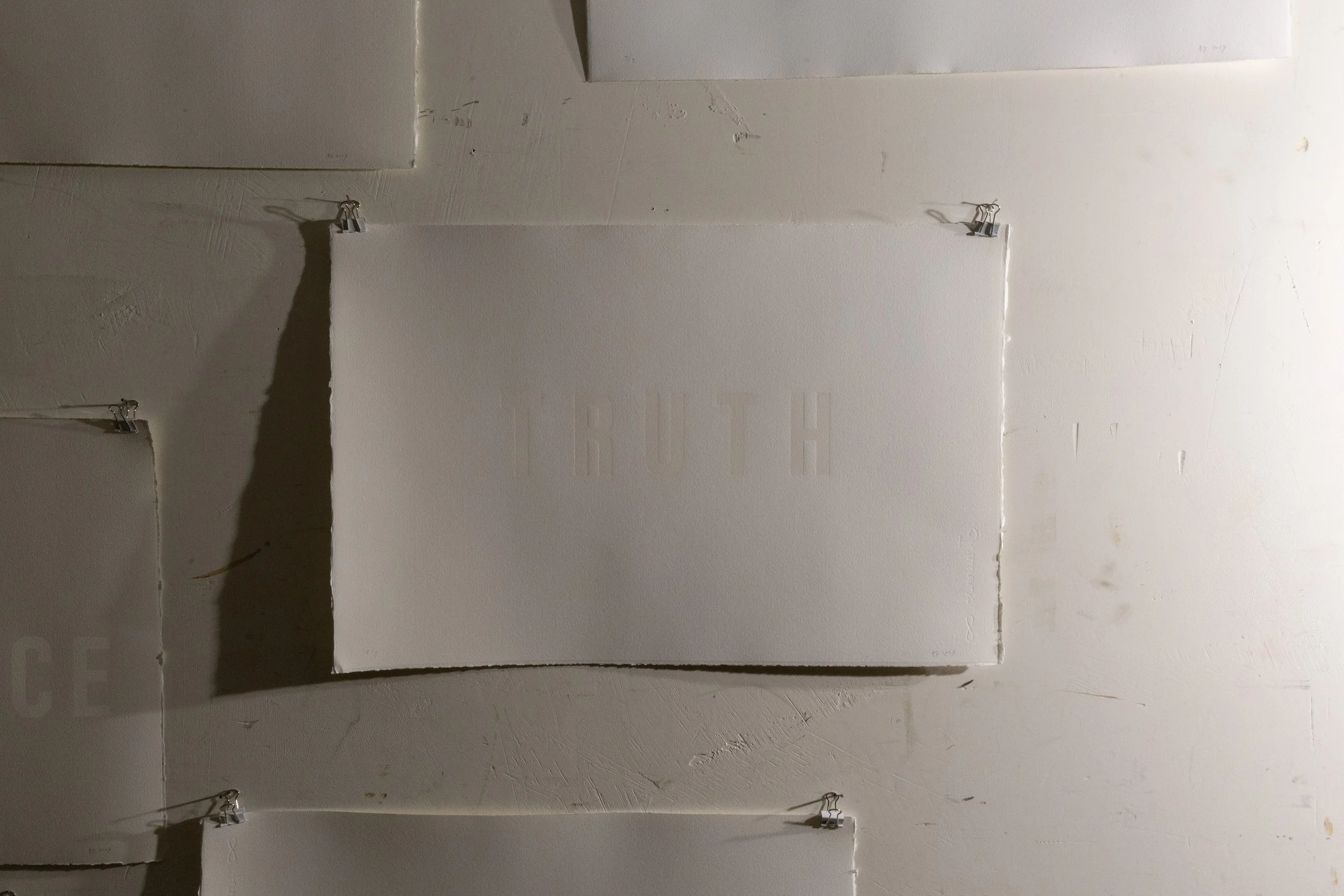 serie "lost" , "truth" / letterpreas on handmade paper / 38cmx56cm, 2024