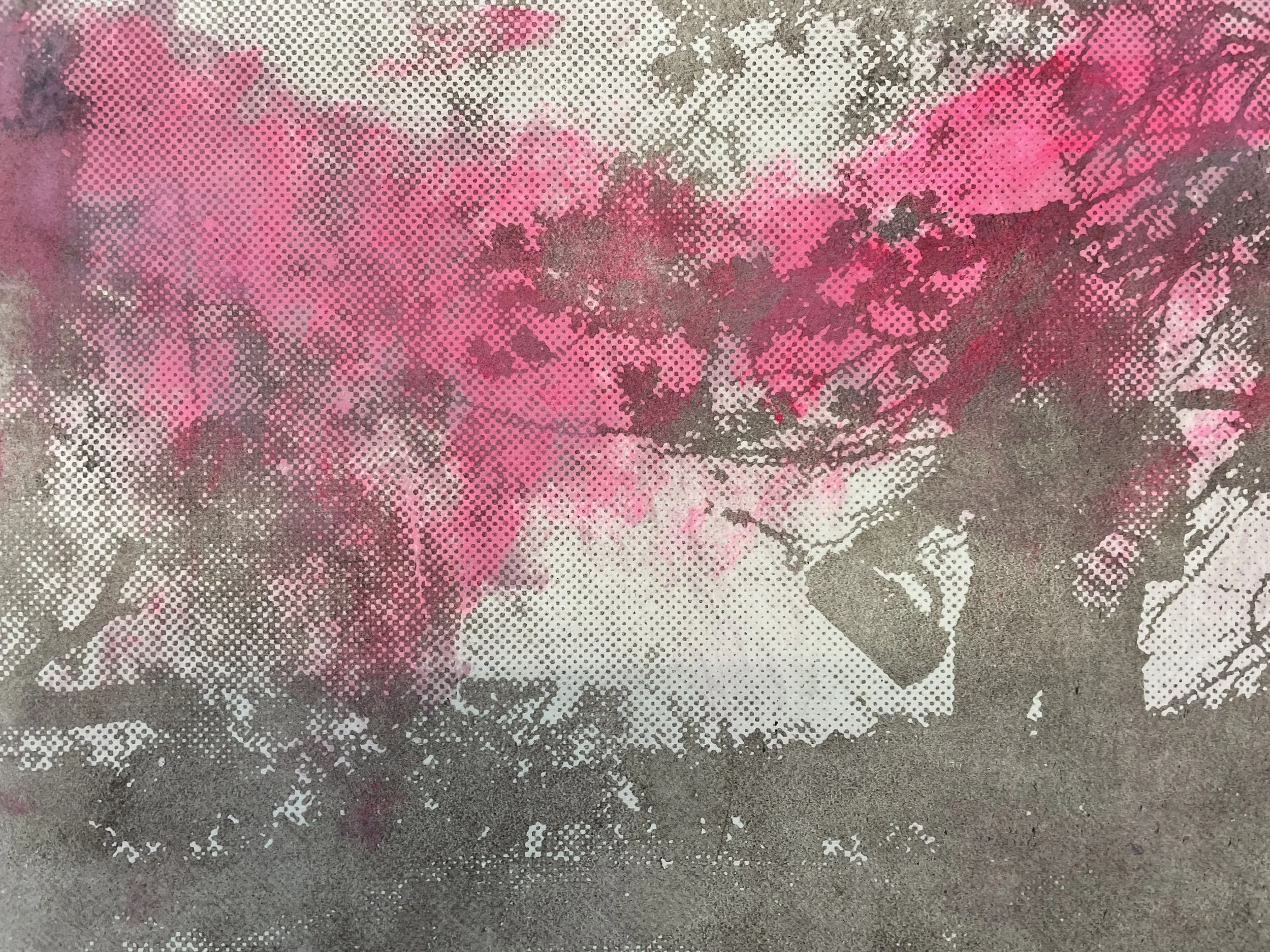 bad news  2 / gumprint, painting/ 48cmx38cm / 2025