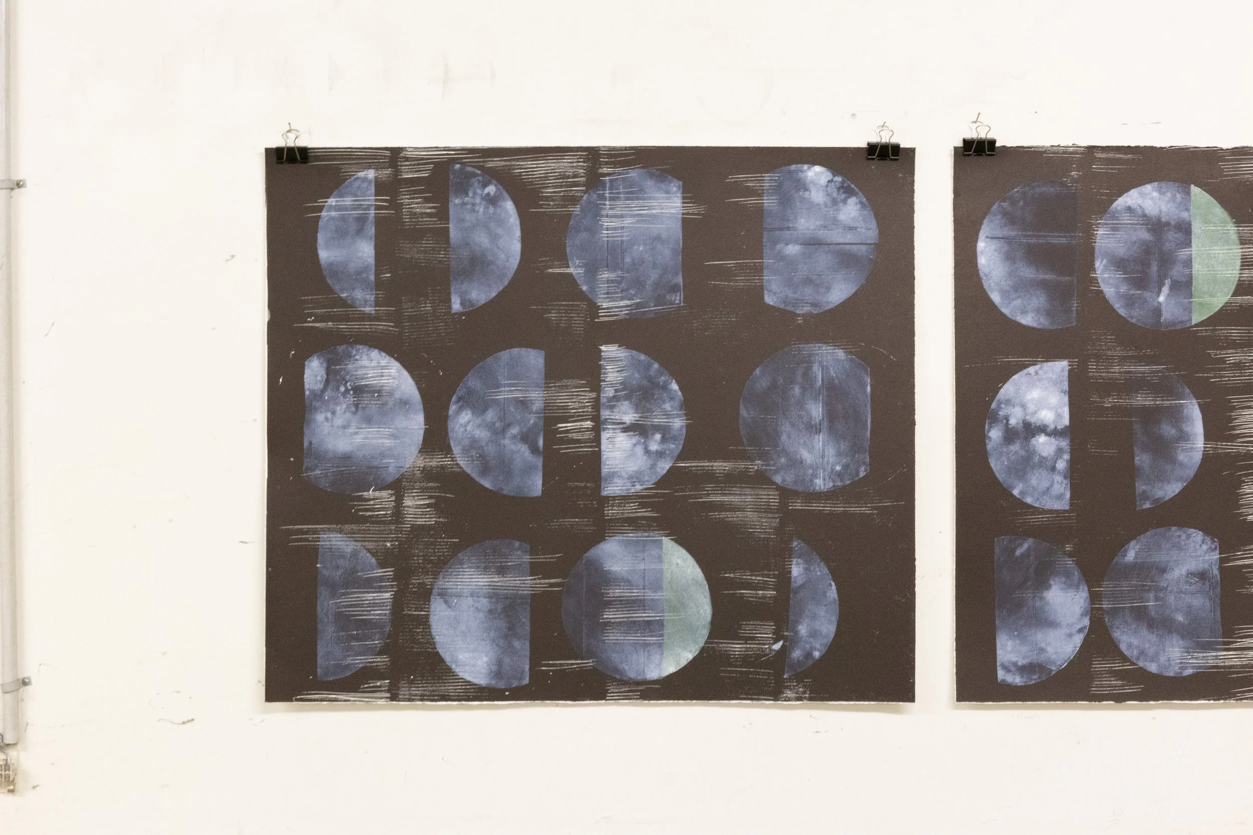 "earth overshoot day" / relief print on linocut/ 57cmx66cm each, 2024