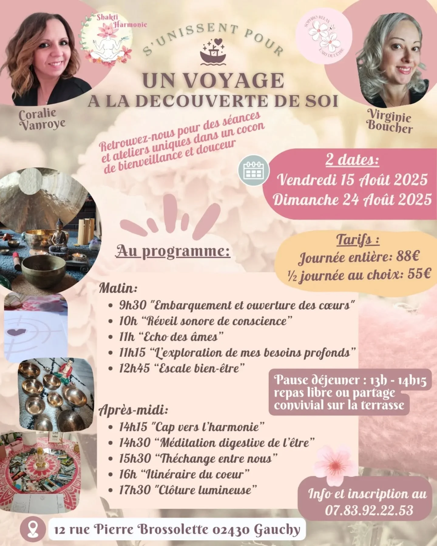 ⛵💖Voyage &agrave; la d&eacute;couverte de soi💖⛵

Rejoins-nous pour une journ&eacute;e unique d&eacute;di&eacute;e &agrave; la reconnexion &agrave; soi🤗💓, &agrave; l&rsquo;&eacute;coute de ses besoins profonds🙌 et &agrave; l&rsquo;harmonie int&ea