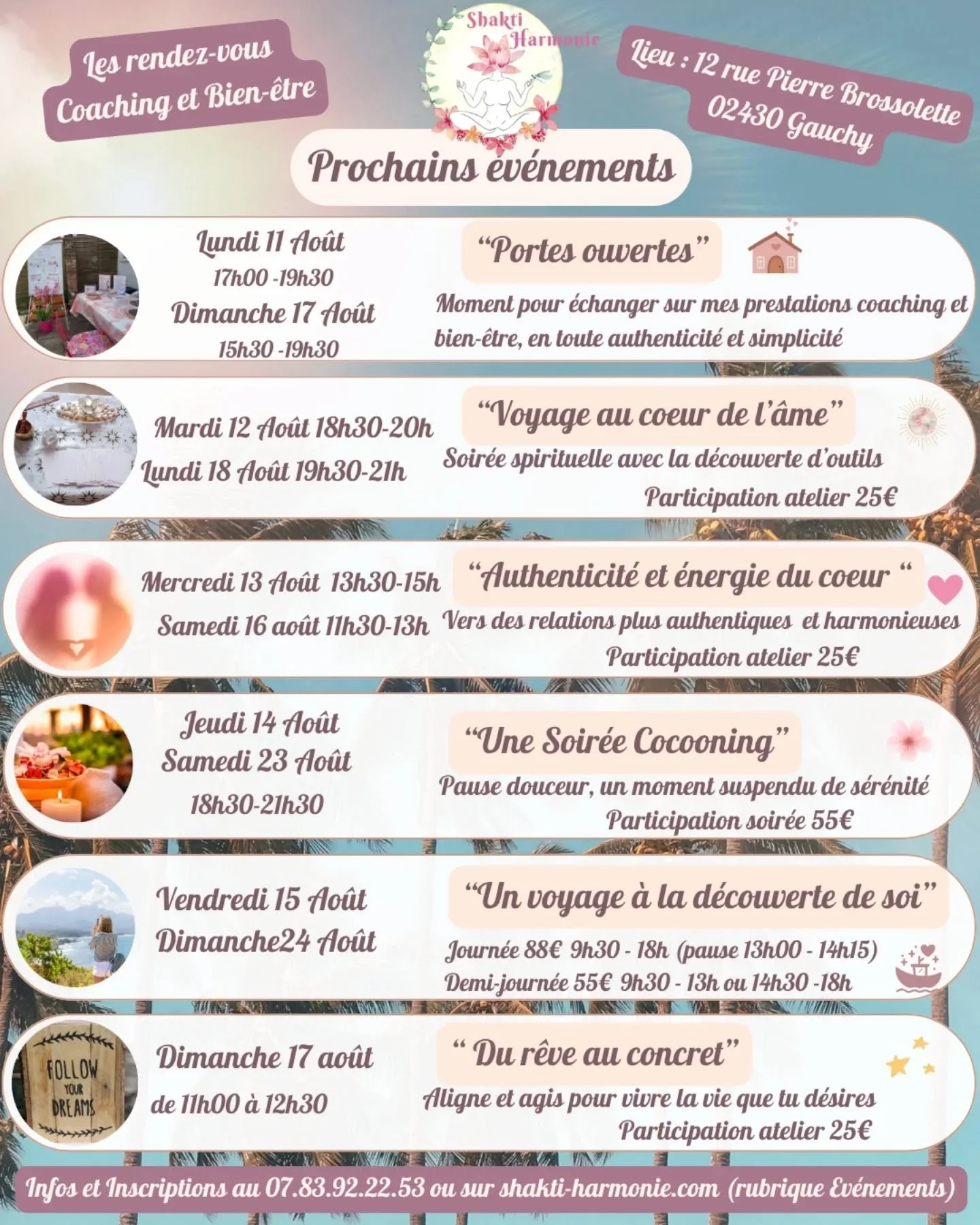 🌞Cet &eacute;t&eacute;, reconnectez-vous &agrave; l&rsquo;essentiel&hellip; VOUS💖 ! 🌿
Des rendez-vous pour apaiser l&rsquo;esprit, ouvrir le c&oelig;ur et nourrir l&rsquo;&acirc;me.

🌸 Coaching, bien-&ecirc;tre &amp; moments uniques

🏡 Portes ou