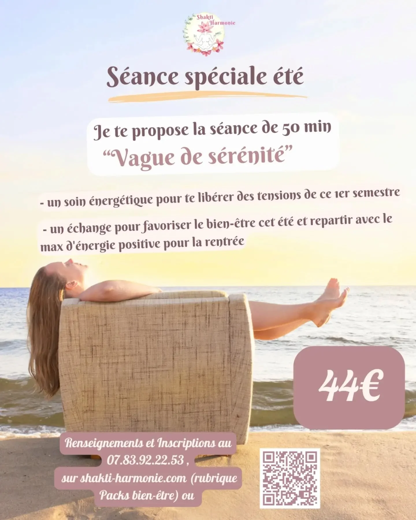 Pour cet &eacute;t&eacute;🌅, je te propose la s&eacute;ance de 50min ✨"Vague de s&eacute;r&eacute;nit&eacute;"🌊😌.
Cette s&eacute;ance est compos&eacute;e:

🪷 d'un soin &eacute;nerg&eacute;tique pour:
✨lib&eacute;rer les tensions cumul&e
