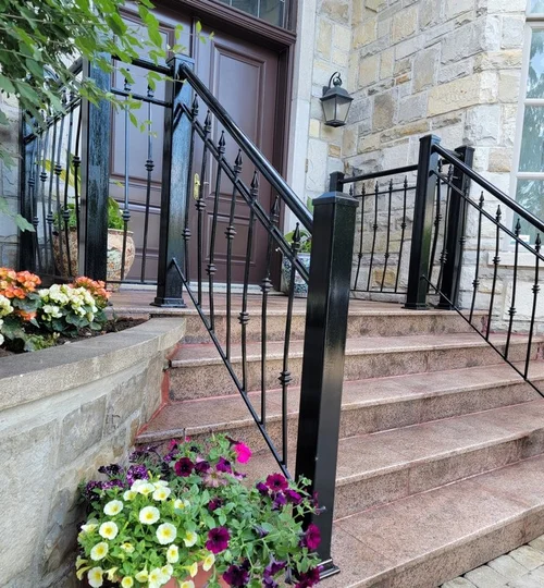 Granite stairs metal railing Montreal Laval South Shore