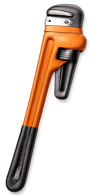 A close-up of an orange and black utility knife.