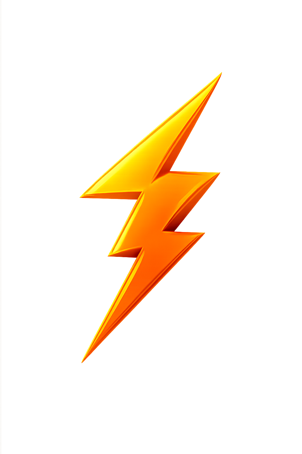 A stylized orange and yellow lightning bolt on a metallic background.