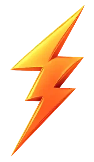 Orange lightning bolt with yellow highlights.