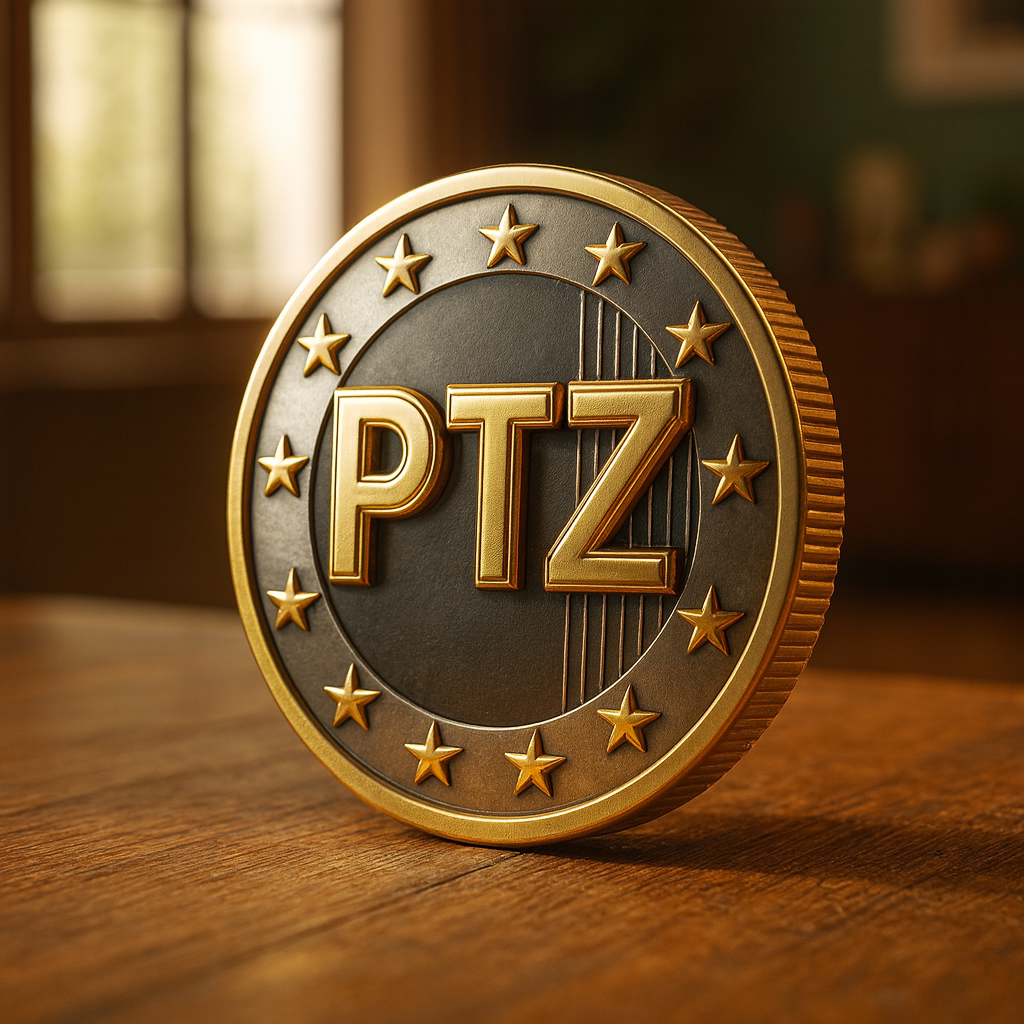 pièce avec la mention PTZ inscrit au centre