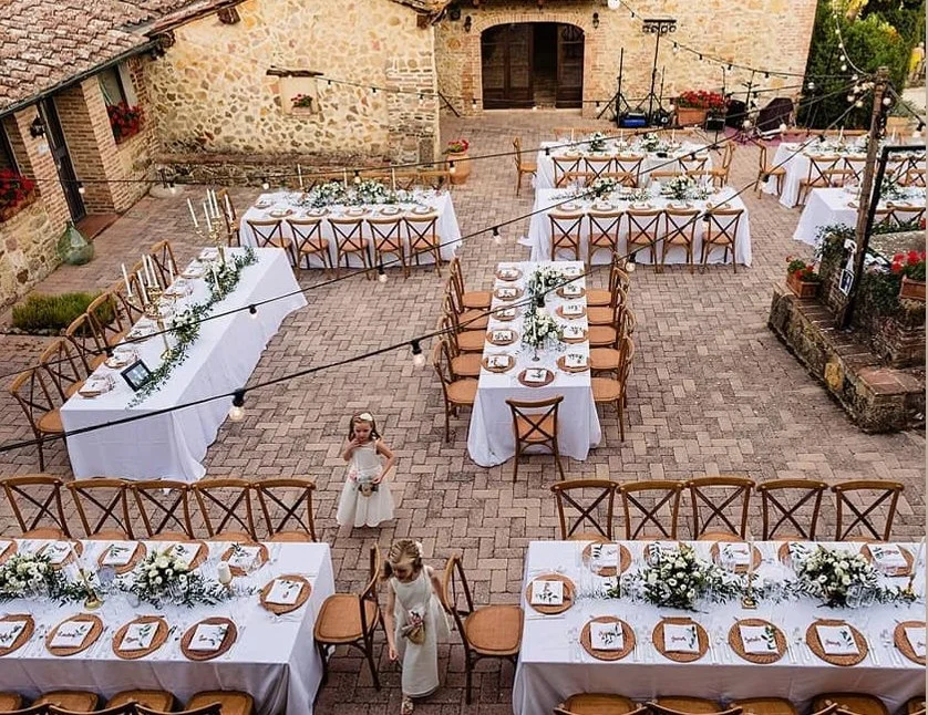 Courtyard wedding Tenuta di Papena/sleeps 24/min 3-night stay from £16,195
