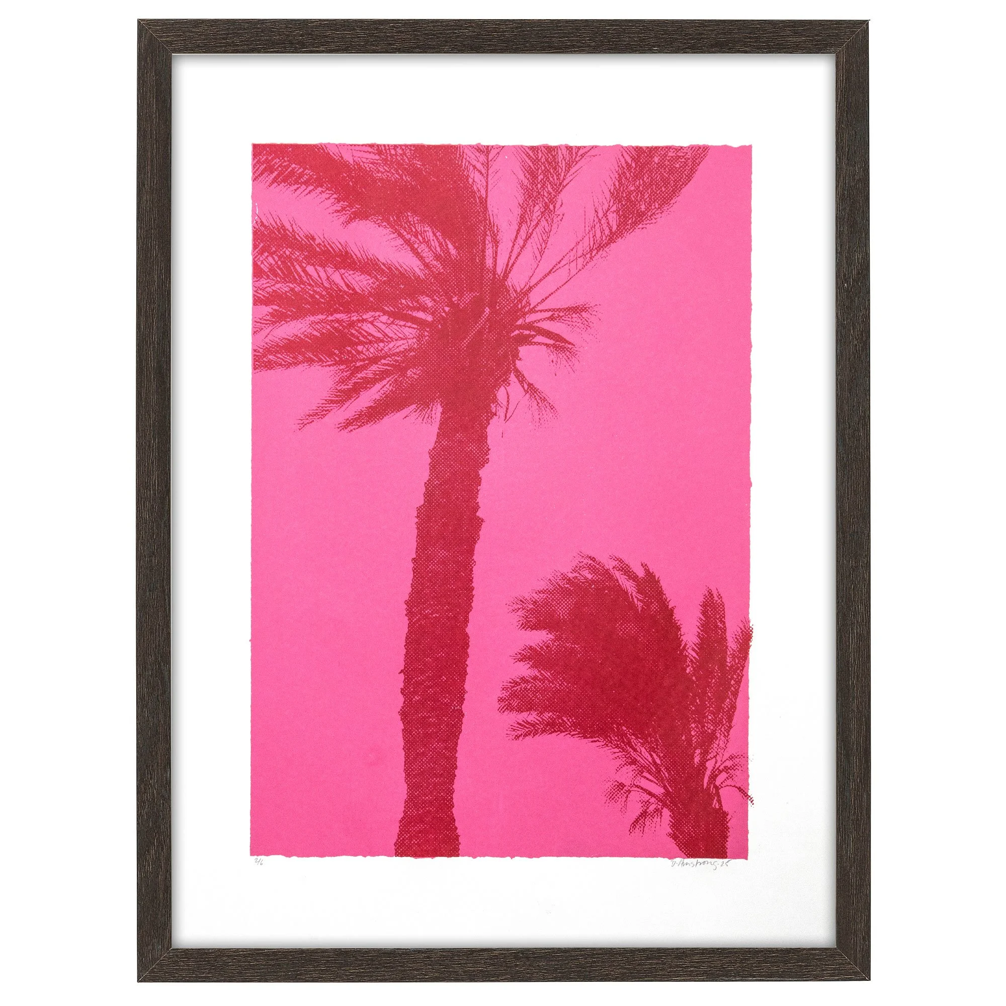 Palms_A2_Pnk_Rd_6off_frame.jpg. Limited edition fine art silk screen print