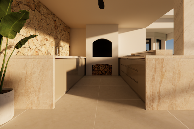 Beige dubbele keuken in Marbella