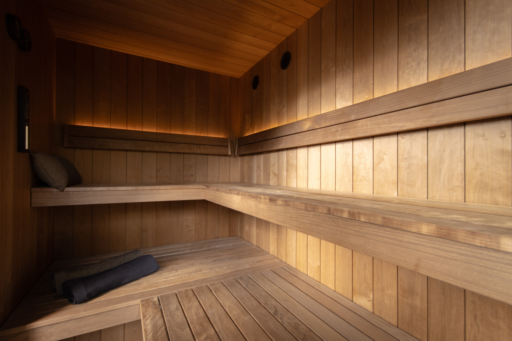 Sauna  met donker hout