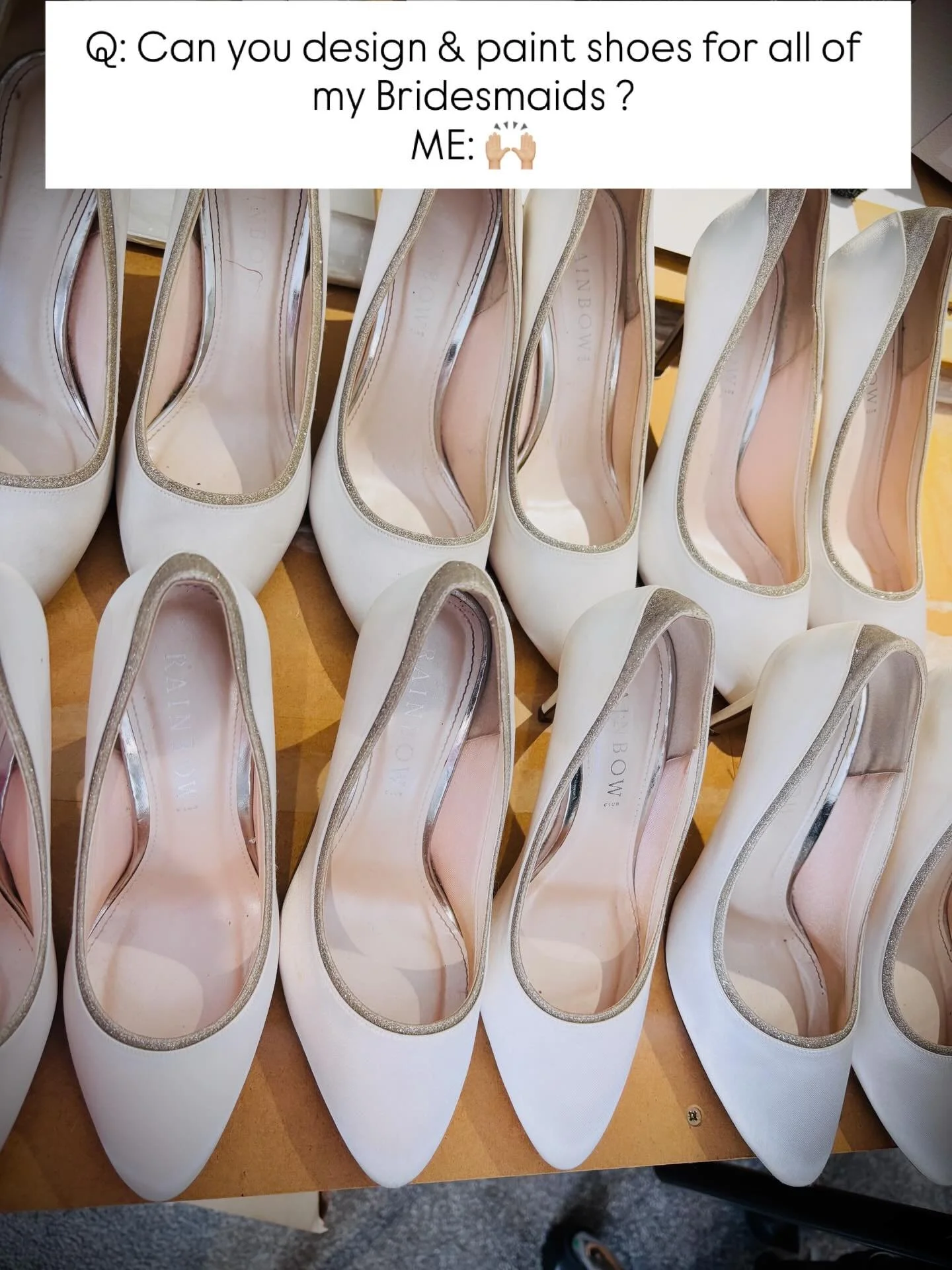 Getting started on these bespoke #bridesmaidshoes ... Each one uniquely designed with the bridesmaids' favourite flowers in mind, following the bride's floral theme, with thoughtful personal details #bridesmaid #floralweddinginspiration #custompainte