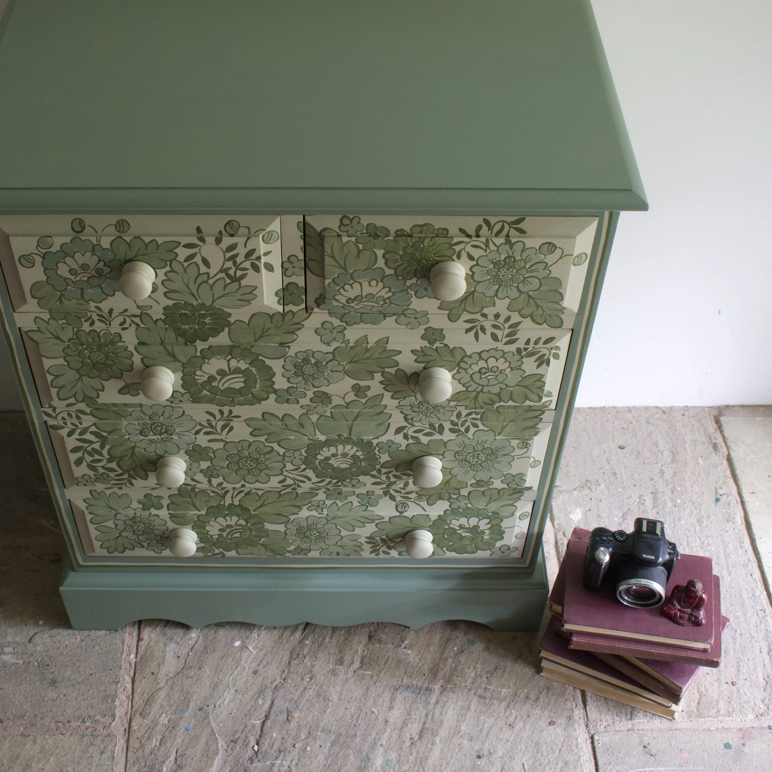 green delft pine chest of drawers