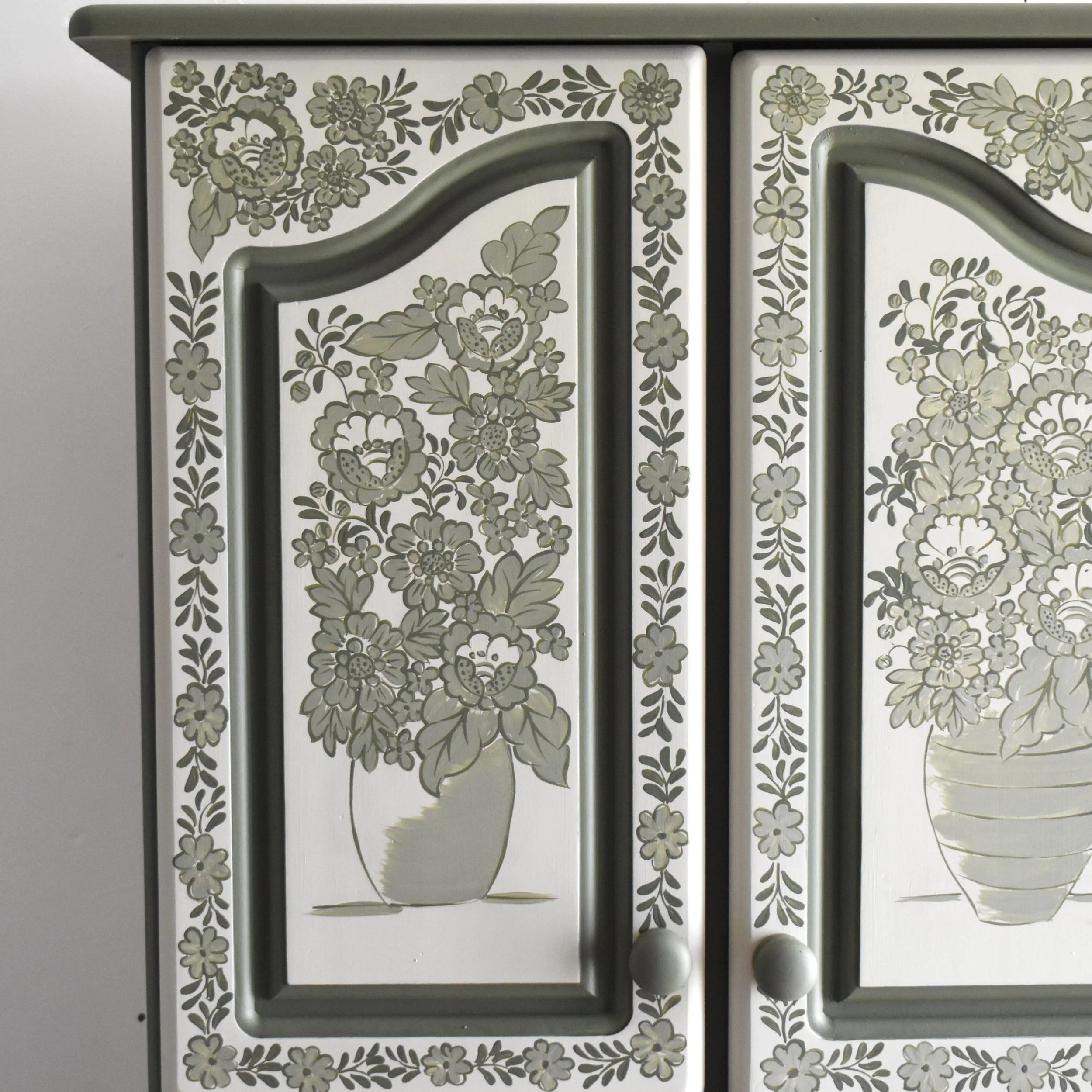 Green folk art wardrobe