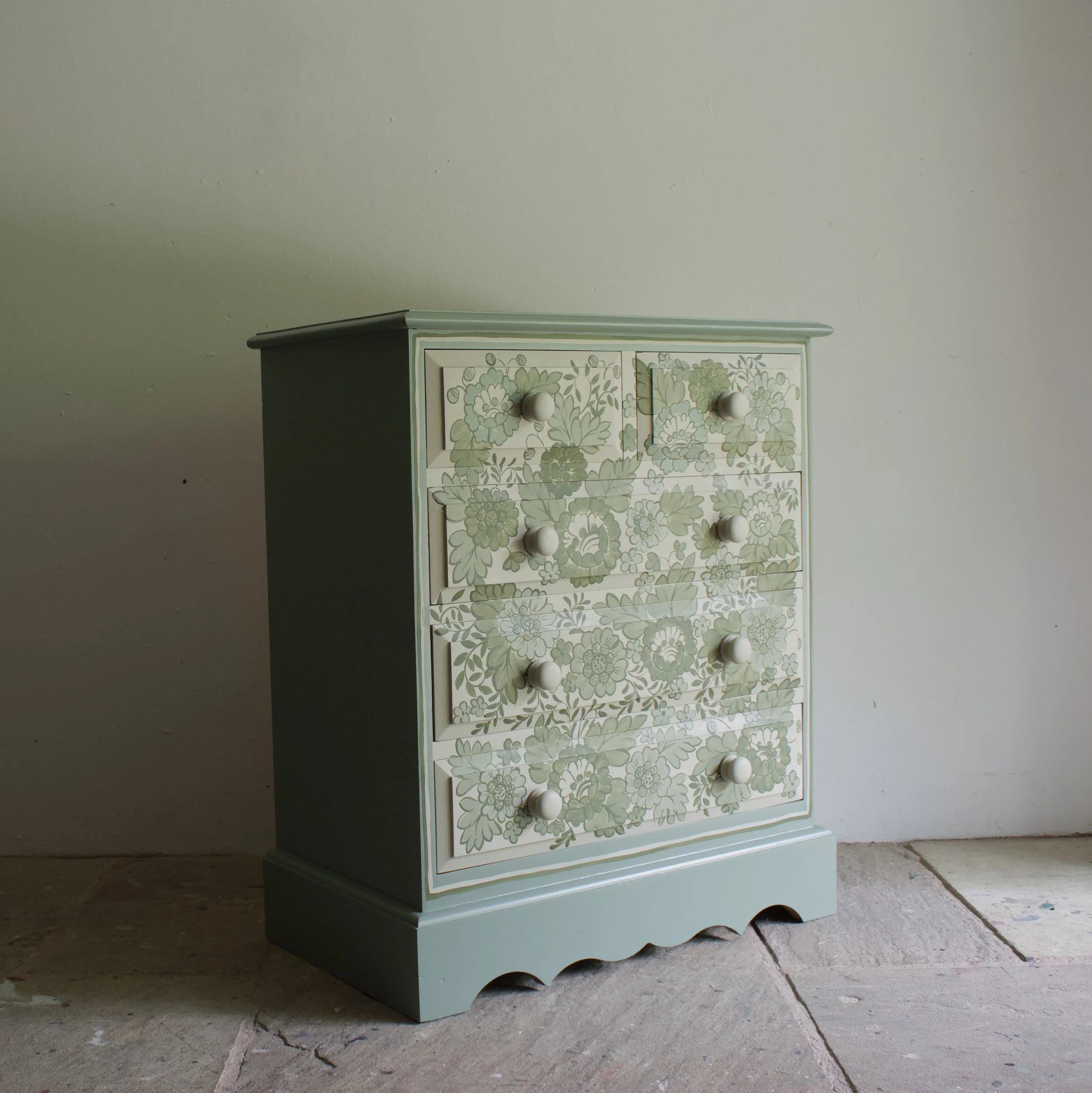 green delft pine chest of drawers
