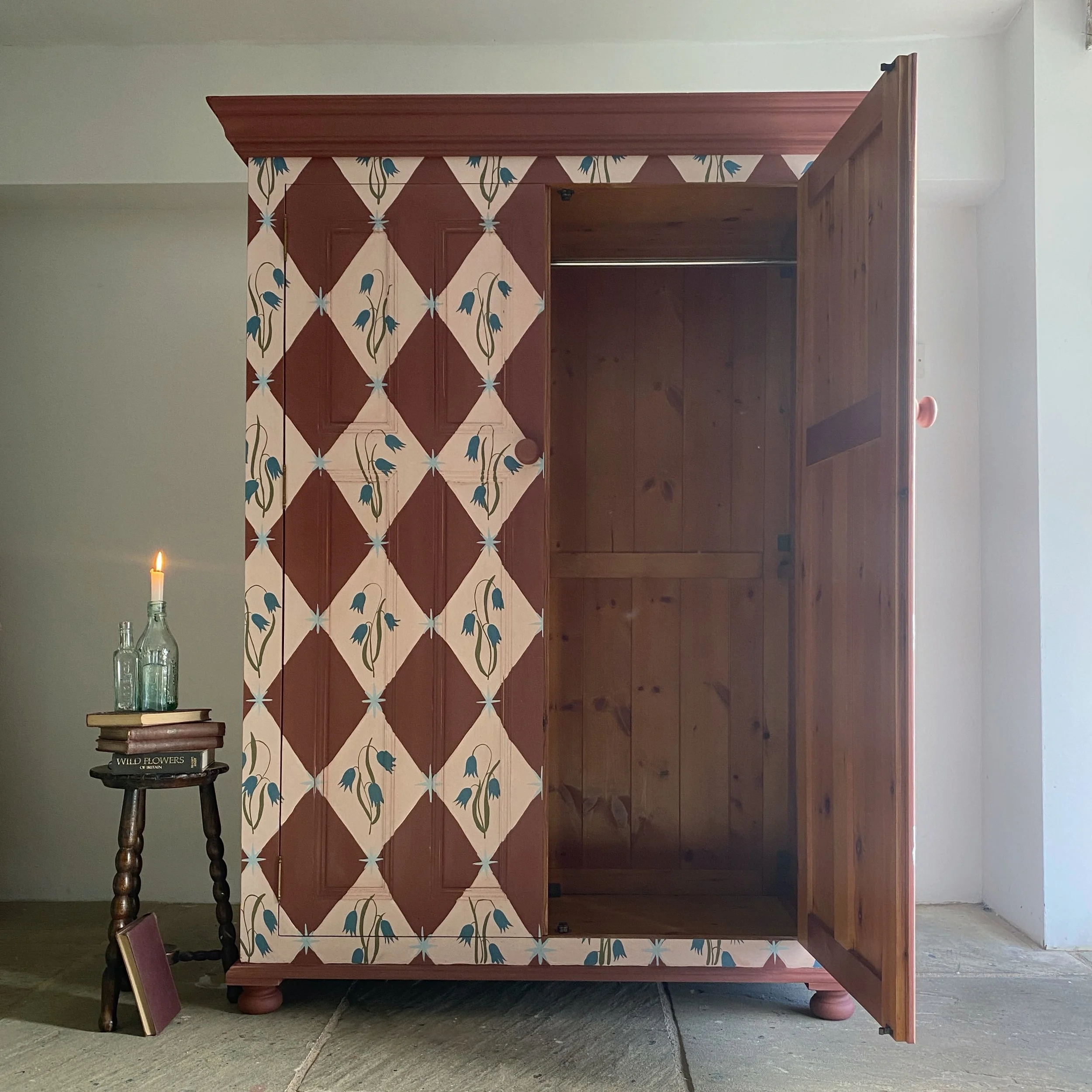 Bluebell Harlequin Folk Art Wardrobe