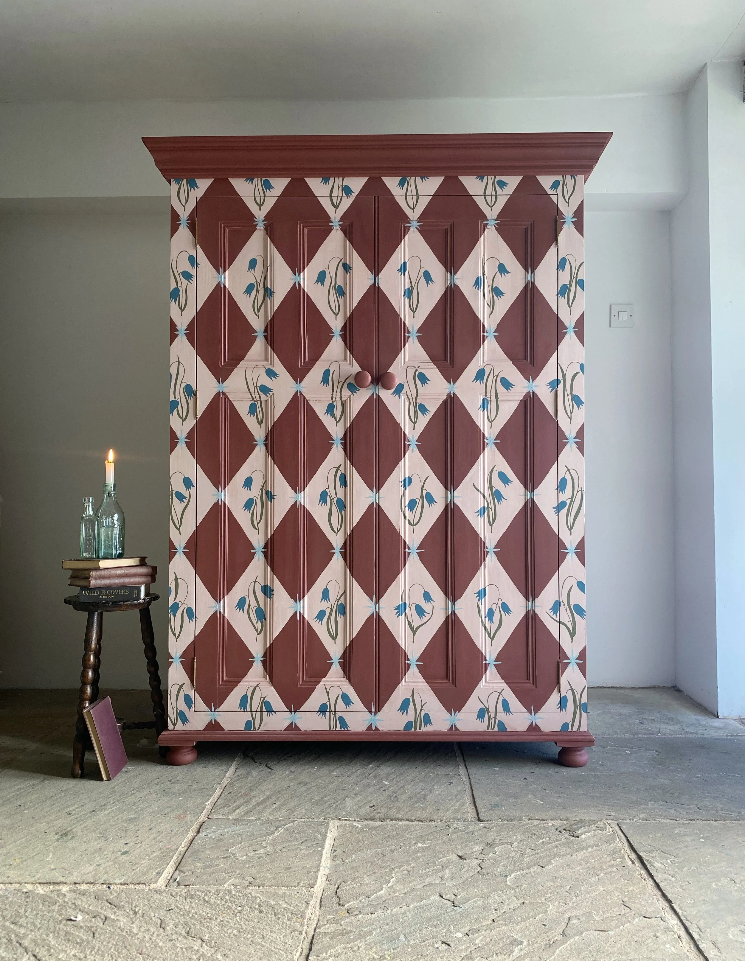 Bluebell Harlequin Folk Art Wardrobe