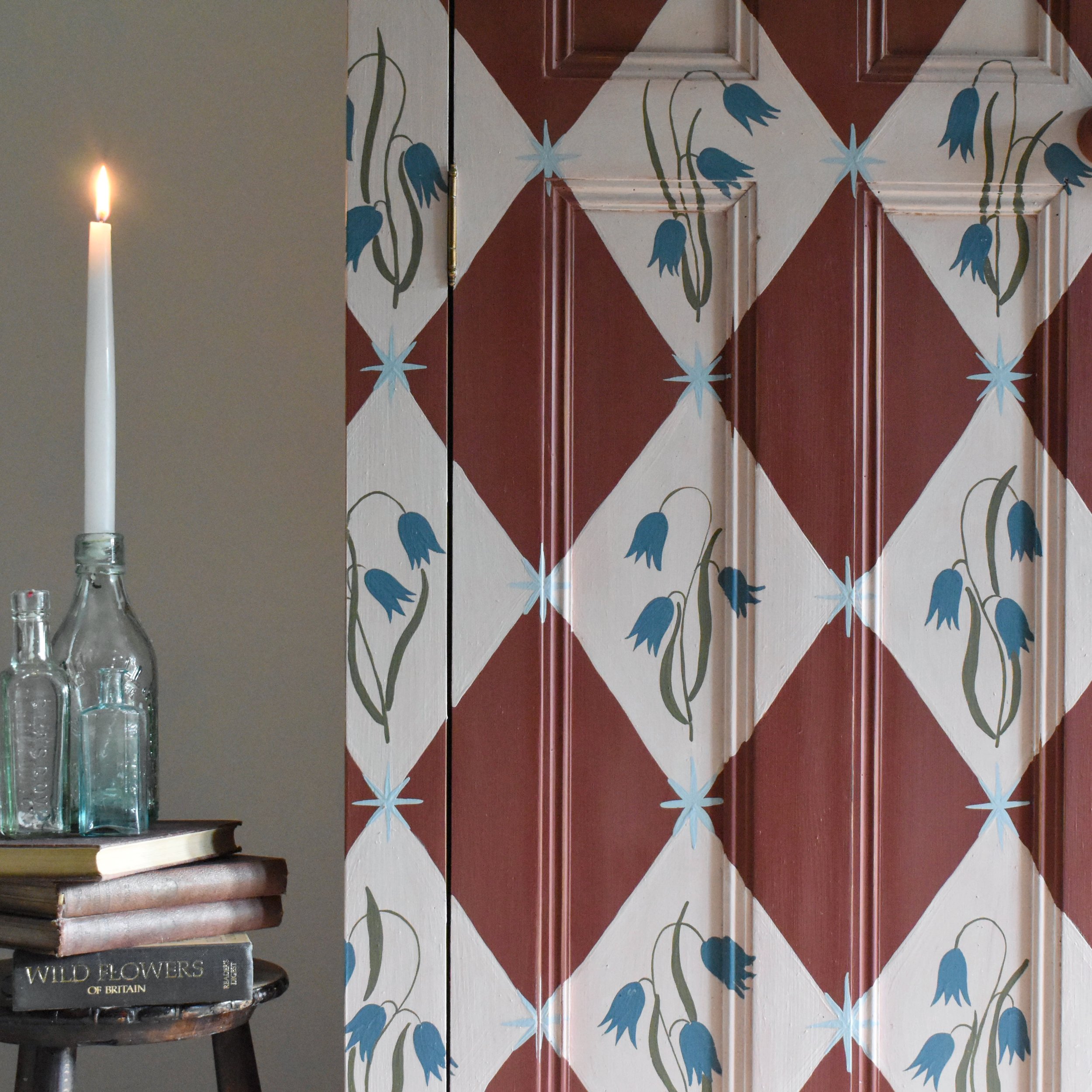 Bluebell Harlequin Folk Art Wardrobe