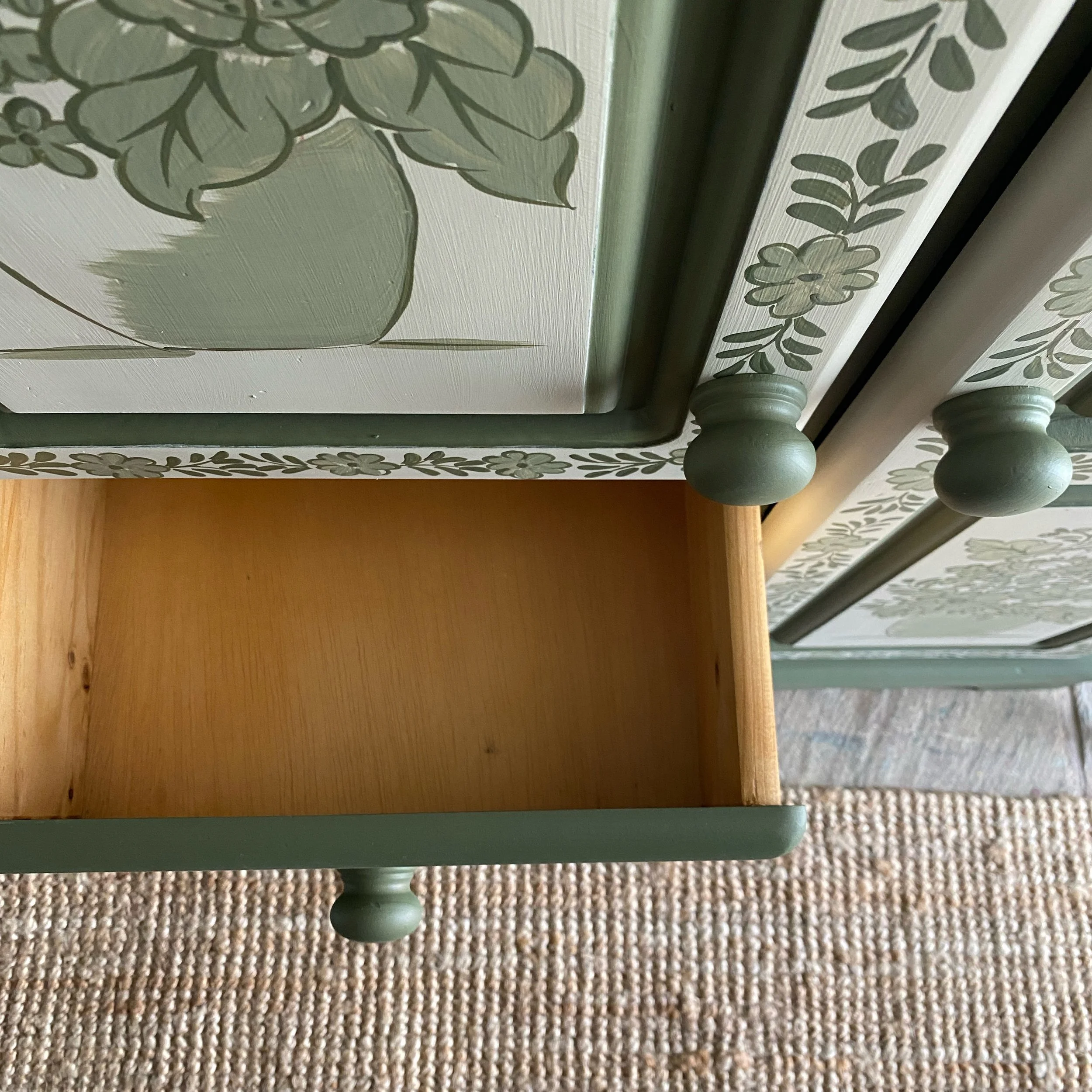 Green folk art wardrobe
