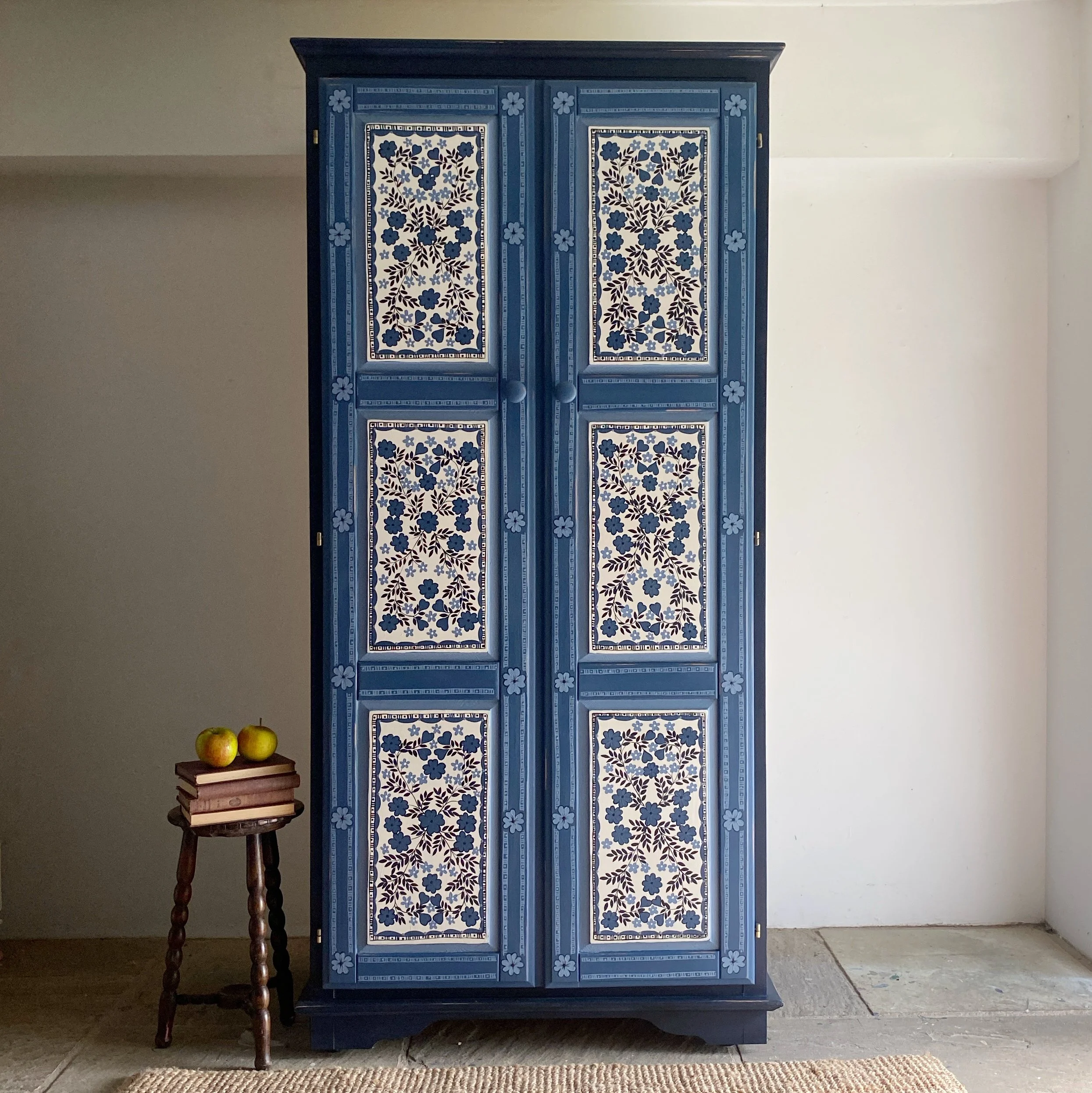 Blue folk pine wardrobe