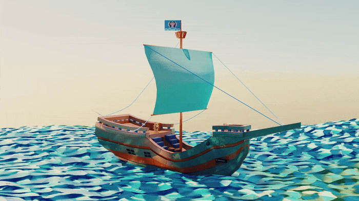 floating boat 3d animation