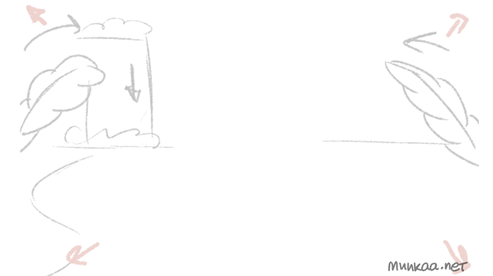 Sketch of a hand gripping a cylindrical object with arrows indicating counterclockwise rotation, and a leaf next to it, on a white background.