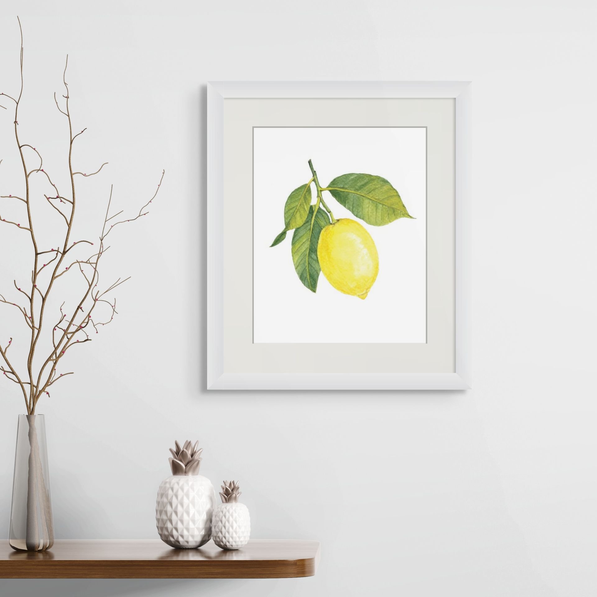 Lemon with Leaves 11x14 framed print.jpg