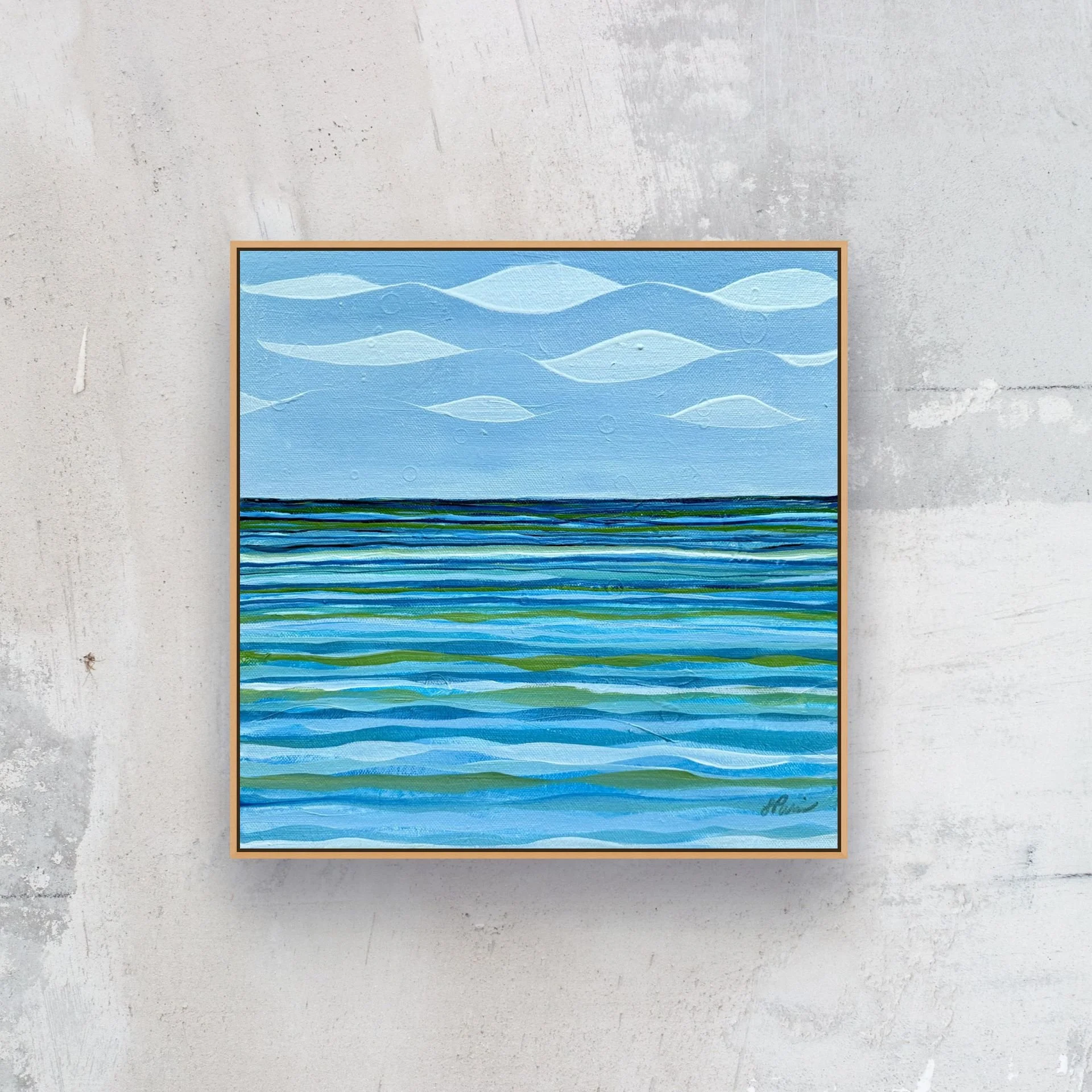 Quiet Horizon, 12x12, framed