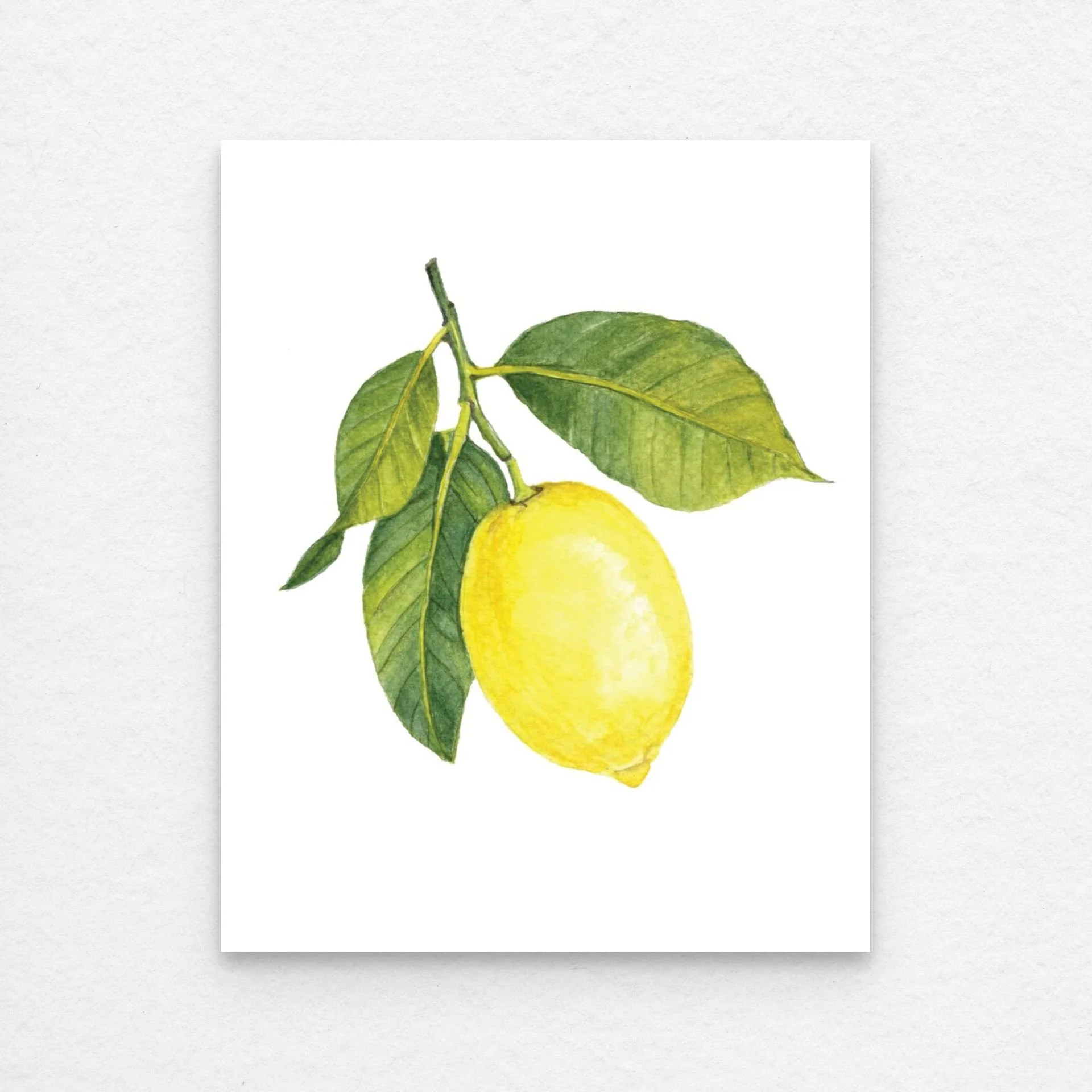 Lemon with Leaves Watercolor Fine Art Print
