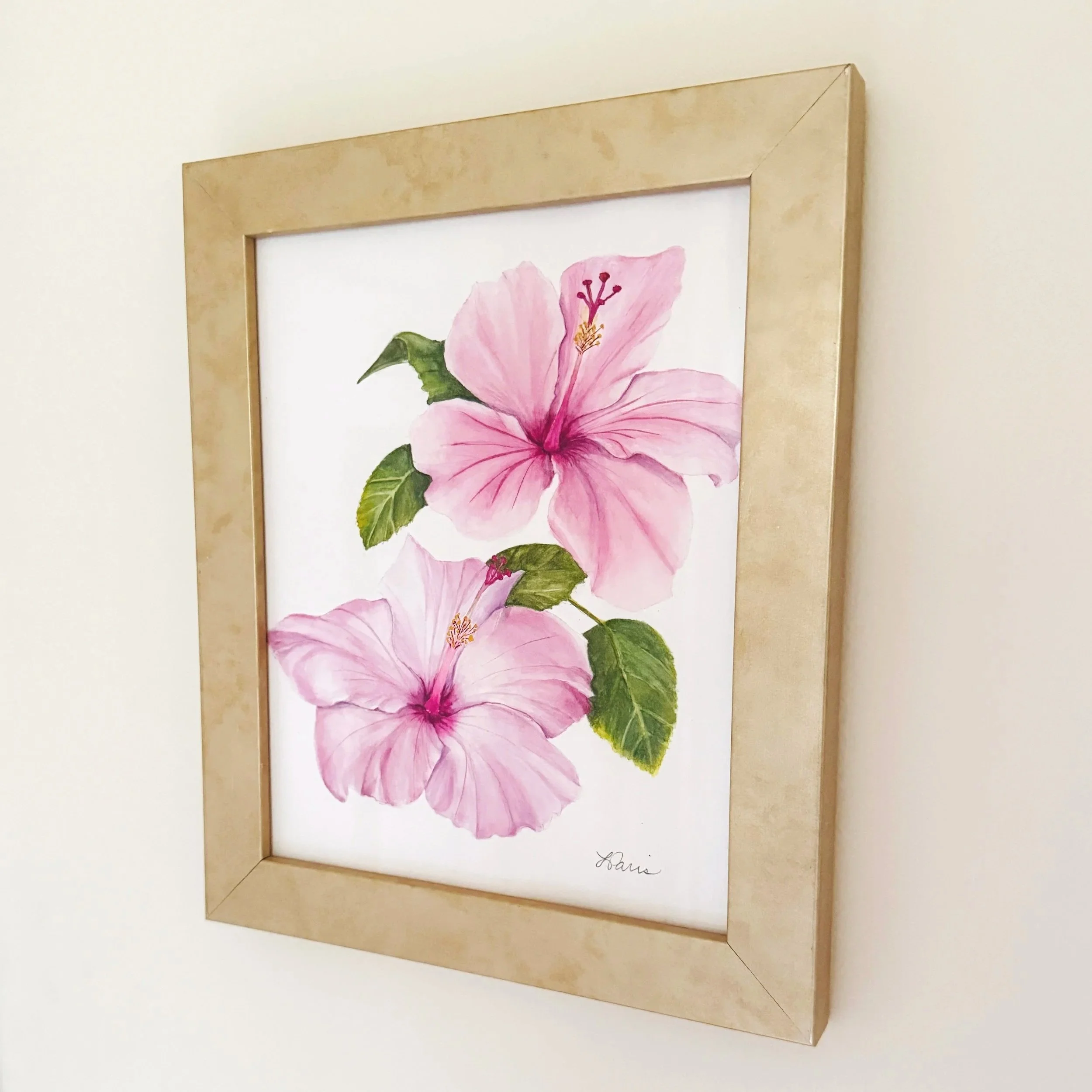 Pink+Hibiscus+watercolor+framed+on+wall.jpg