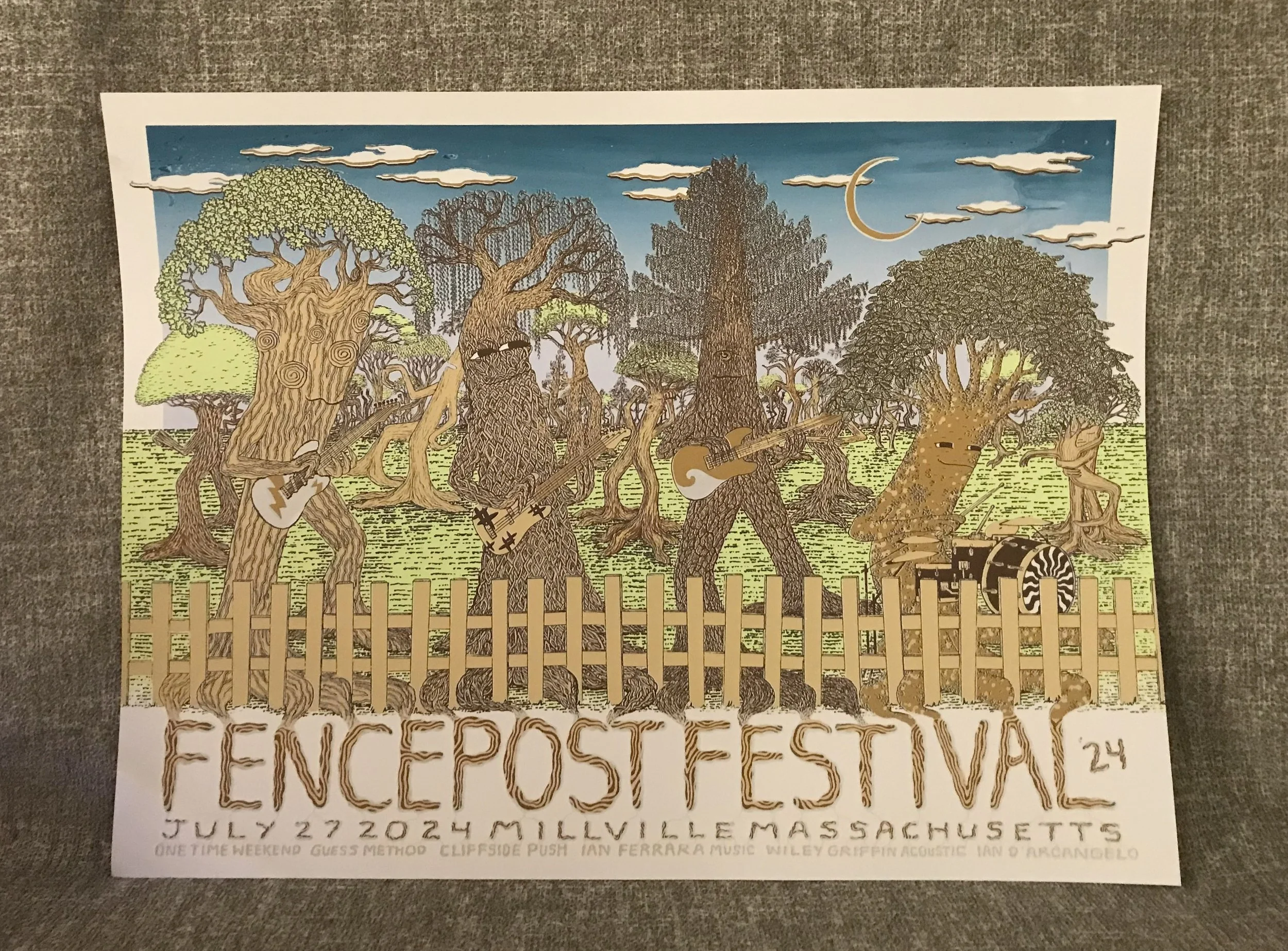 Poster for Fencepost Festival '24 - 18"x24" / 6 color / hand made screen print - Edition of 100