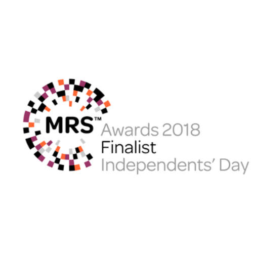 MRS Awards 2018 Finalist Independents' Day logo with colorful mosaic pattern