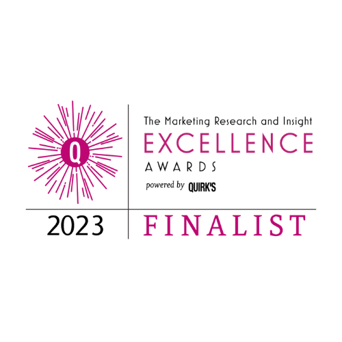 2023 Marketing Research and Insight Excellence Awards finalist logo by Quirk's.